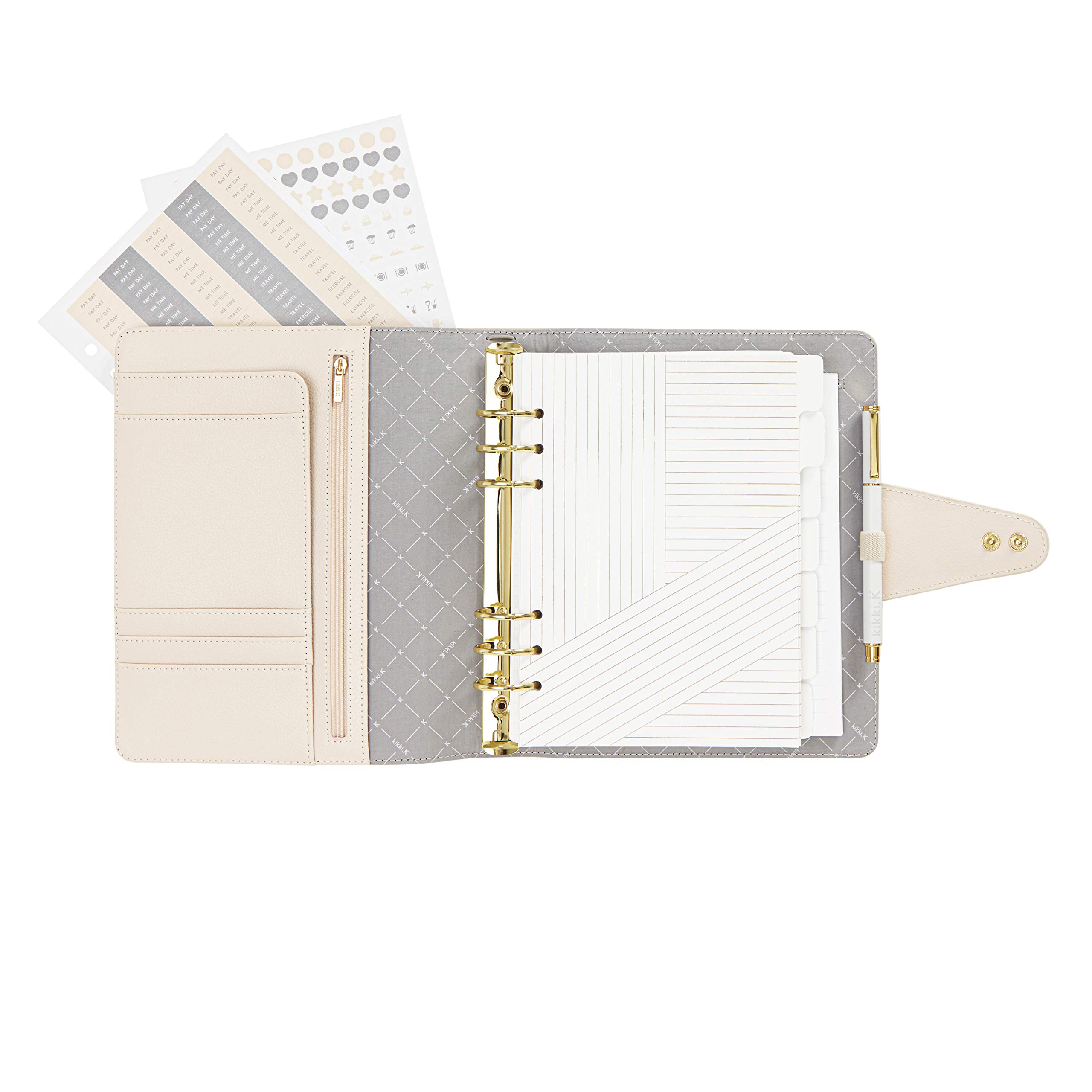 kikki.K Large Leather Personal Planner - Signature Range in Almond (11512801) | Premium Organizer for Work, School & Daily Planning | Perfect Gift for Professionals & Students