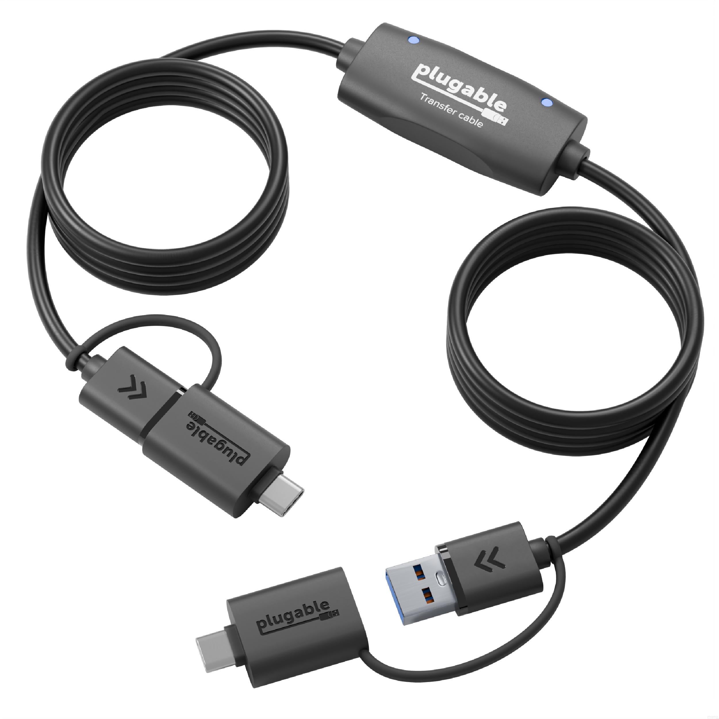 Plugable USB 3.0 Data Transfer Cable with USB C Adapters - 6.6ft High Speed Sync & Charging Cord for Smartphones, Laptops, Tablets - Perfect for Home, Office & Travel Use