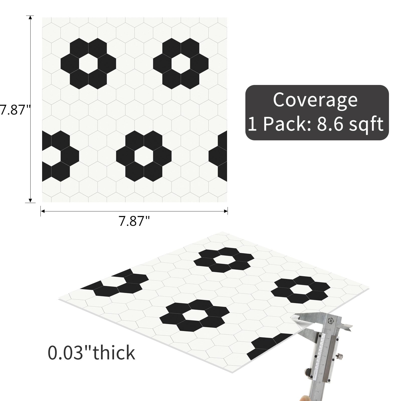 MORCART 20 Pack Self Adhesive Vinyl Floor Tiles - Waterproof Peel & Stick Flooring 7.87