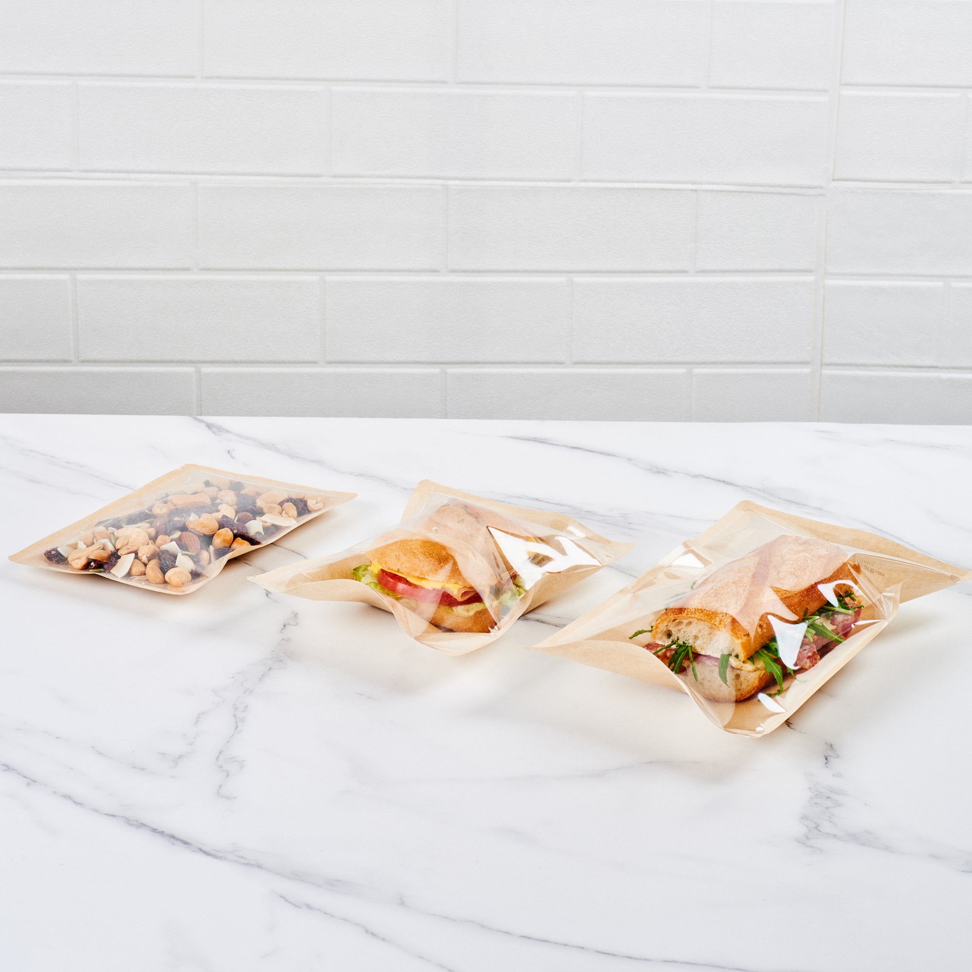 Eco-Friendly Kraft Plastic Sandwich Bags - Large Heat Sealable Food Storage (11.5