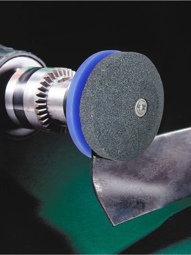Reusable Lawn Mower Blade Sharpener - Durable Grinder Wheel Stone with Blade Balancer | Drill Attachment for Most Power Tools | Perfect for DIY Lawn Care & Garden Maintenance