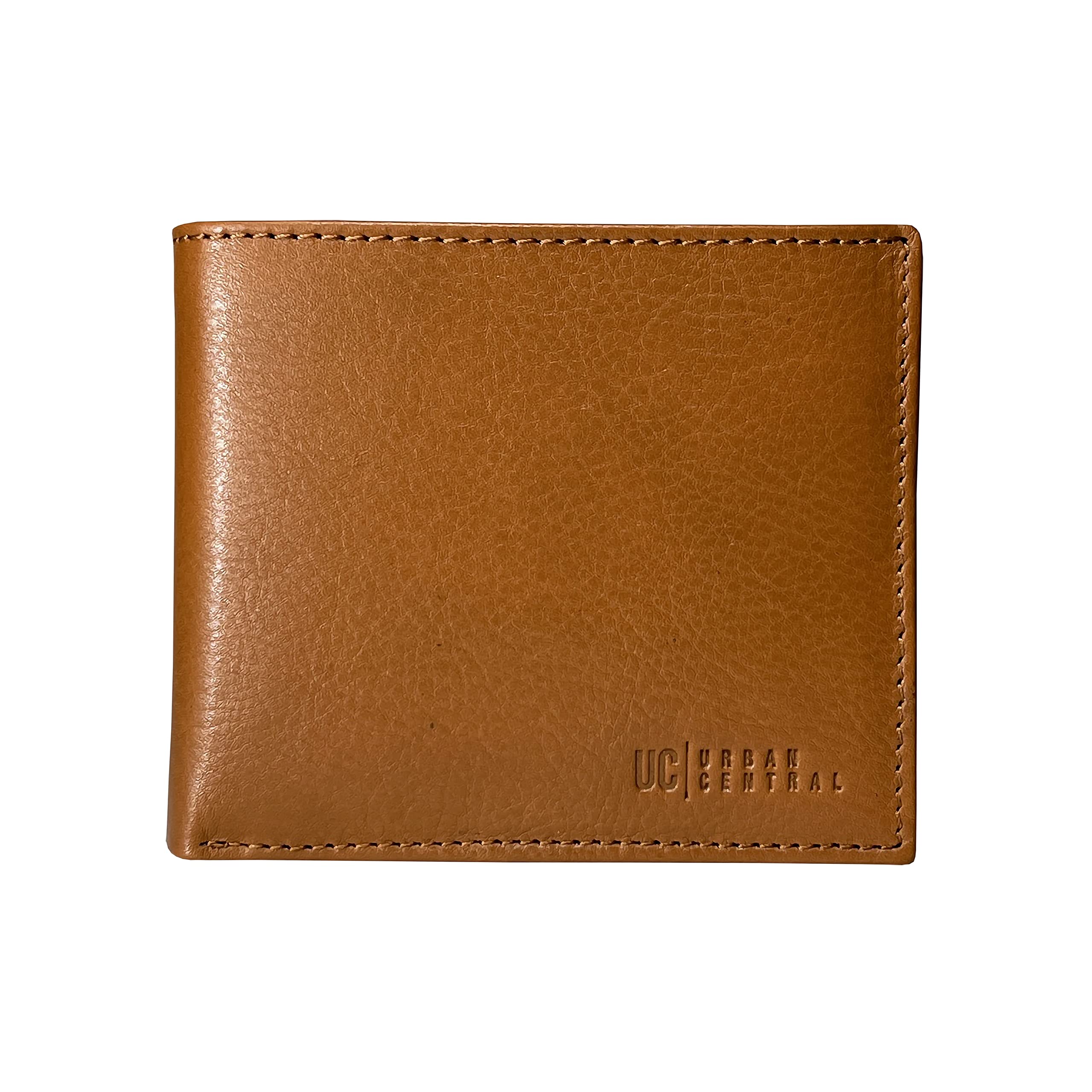 Premium Men's Bifold Leather Wallet with RFID Blocking - Flip-Up ID Window & Extra Capacity - Genuine Top Grain Leather (Rustic Amber) - Ideal for Everyday Carry, Travel & Business Use