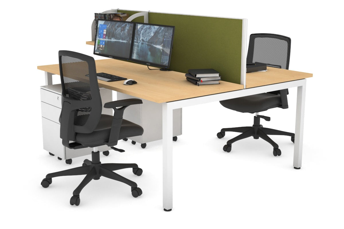 Quadro Square Legs 2 Person Office Workstation Desk - 1200L x 700W Modern Shared Workspace Solution for Home & Business Offices