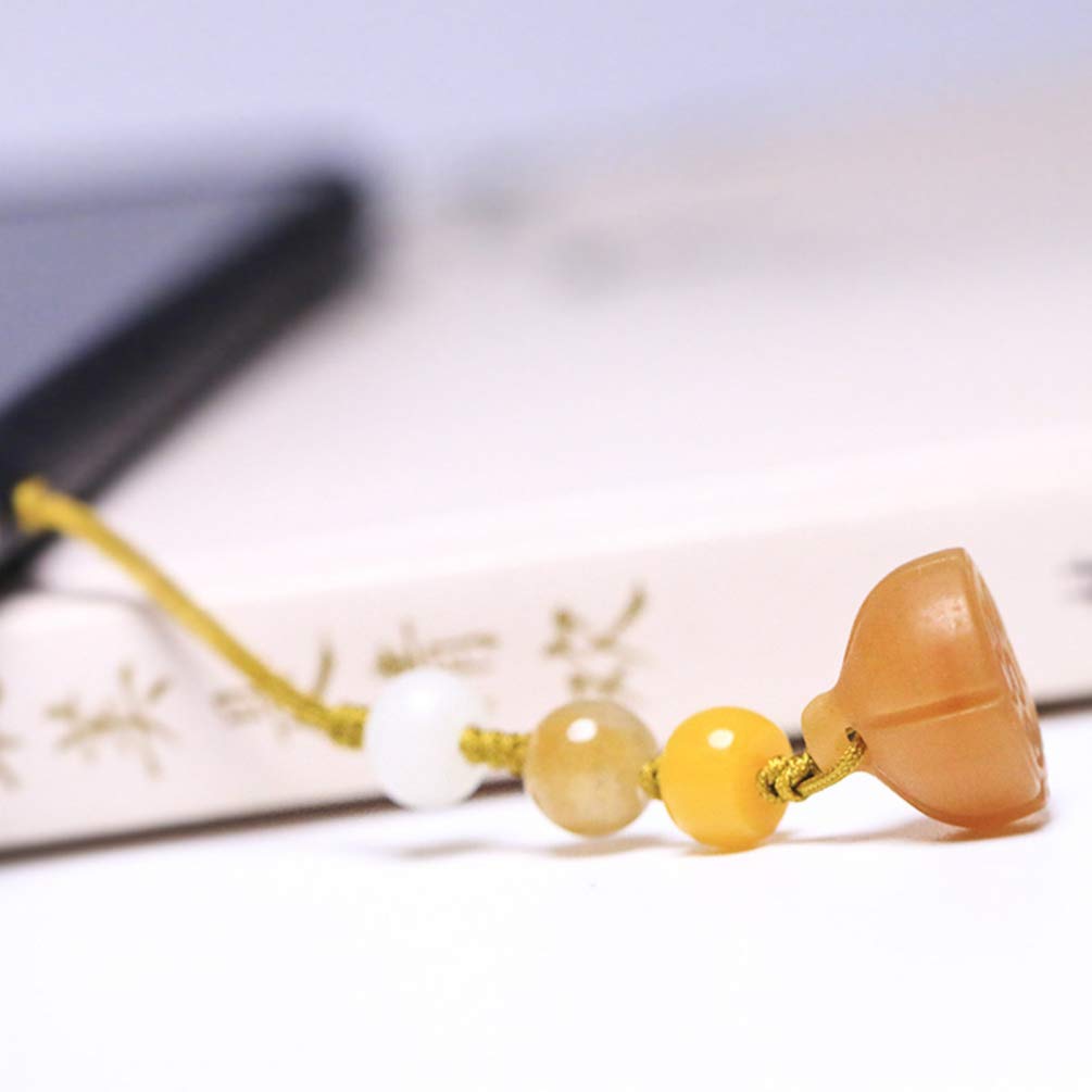 Lotus Jade Phone Charm Pendant - Elegant Beaded Phone Strap & Lanyard for iPhone, Samsung, Keys, USB Drives - Perfect for Car Keys, Office Decor, and Gift Giving