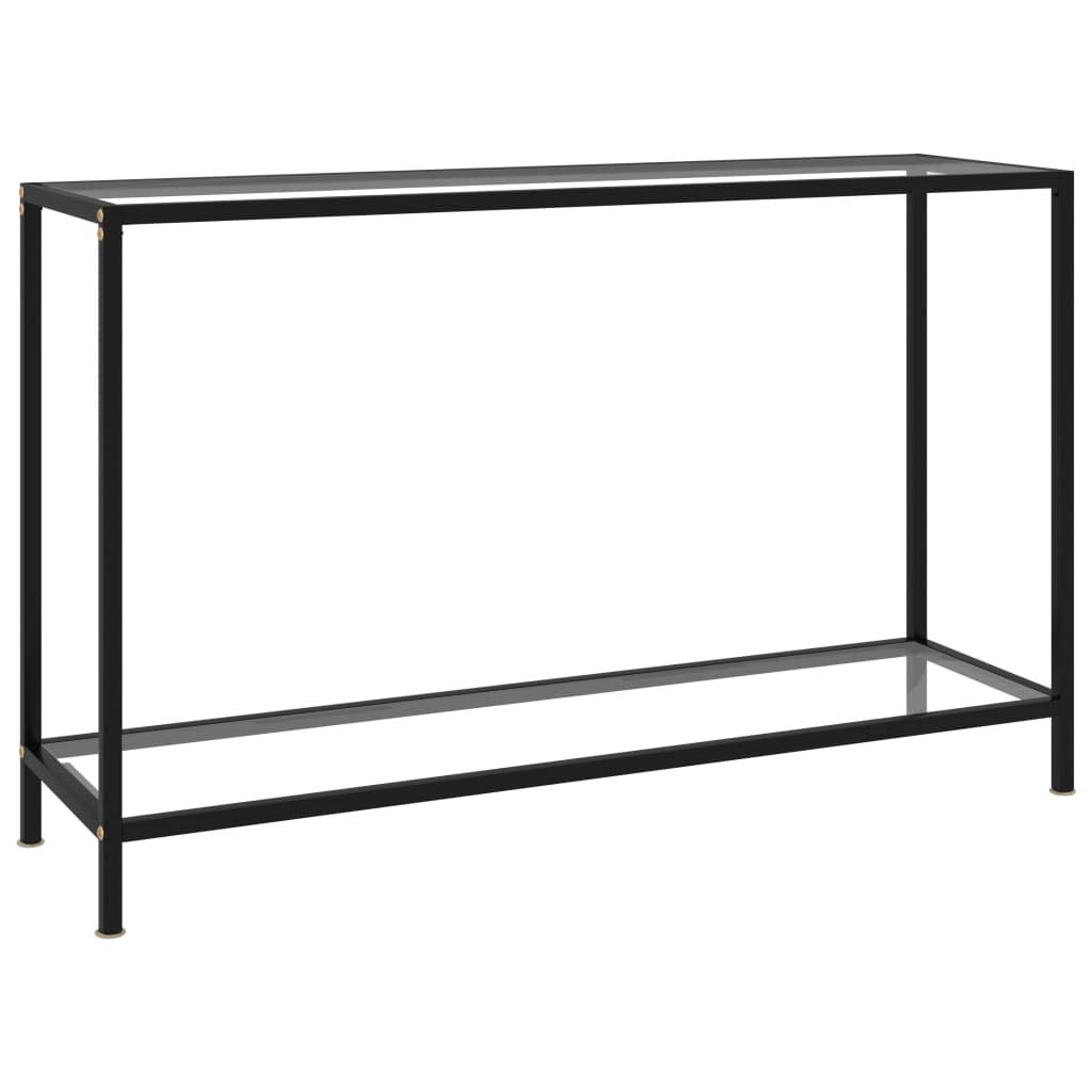 Industrial Narrow Console Table with 2-Tier Shelves & Tempered Glass - 47.2