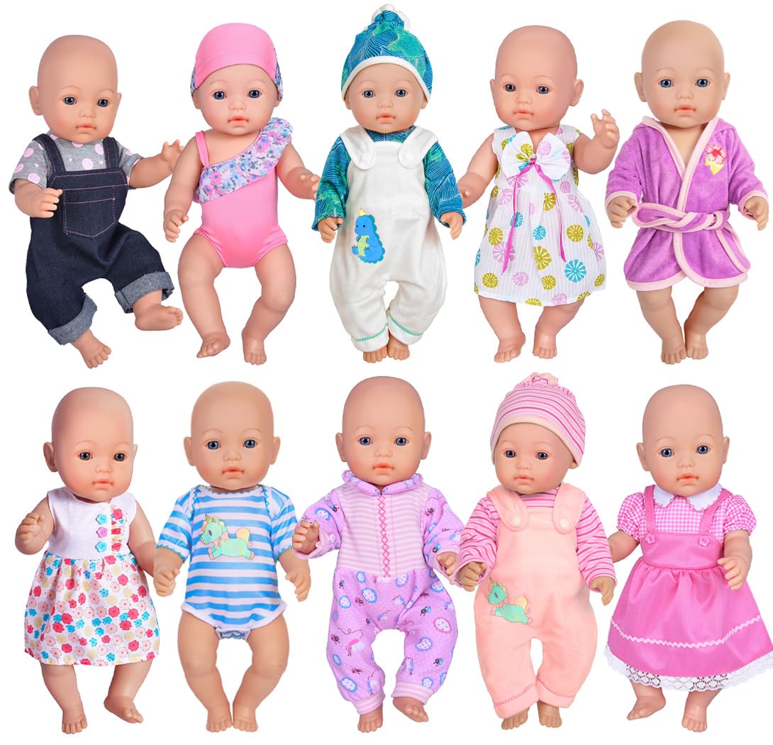 10 Sets Baby Doll Clothes for 14-18 inch Dolls - Perfect for Dress Up & Role Play