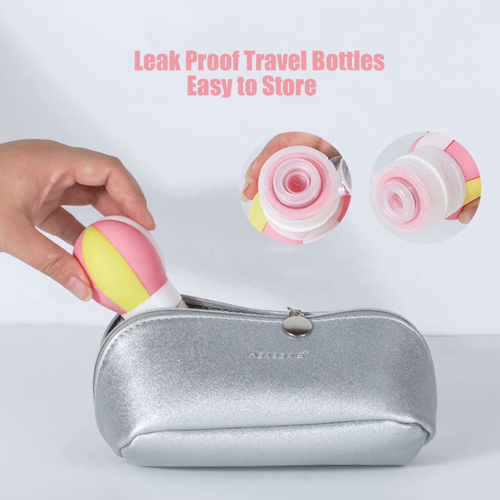Angzhili 3-Piece Silicone Travel Bottle Set - Hot Air Balloon Shaped Leak-Proof Containers for Liquids, Gels & Creams | Perfect for Toiletries, Skincare & Hand Sanitizer During Travel, Gym or Camping
