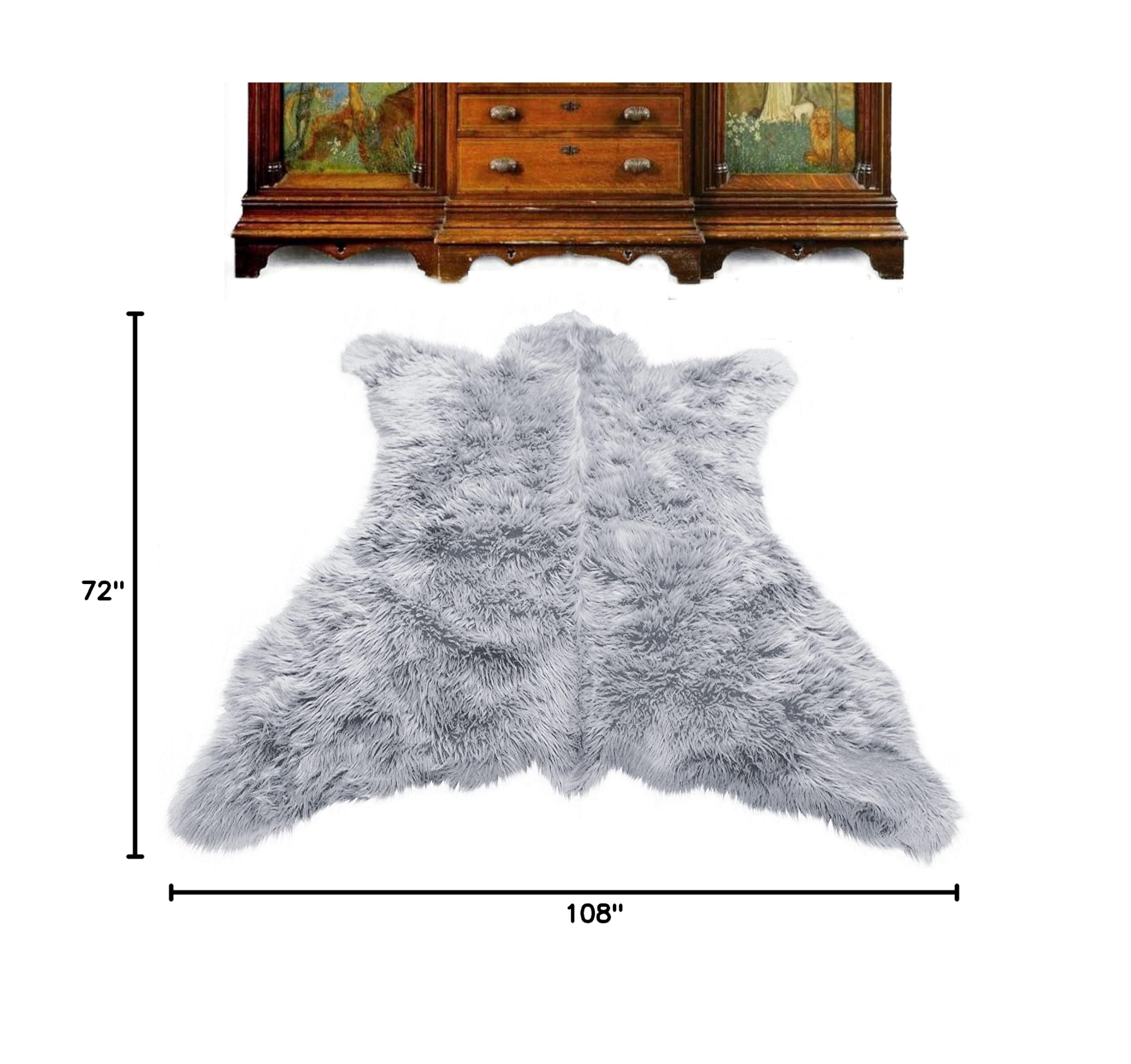 Faux Fur Bear Skin Rug - Soft Shaggy Sheepskin Area Rug - Handmade in USA - Black - Perfect for Living Room, Bedroom & Cozy Home Decor