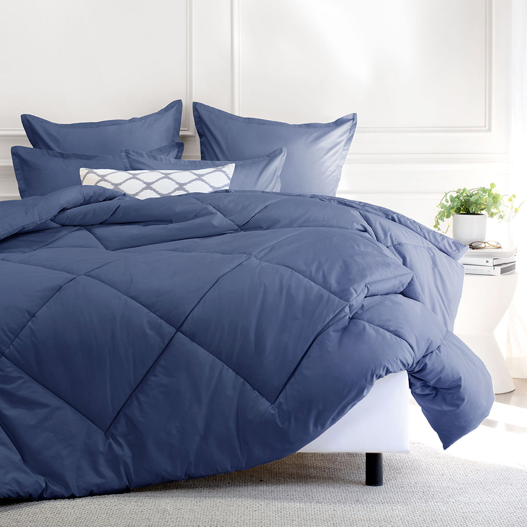 Premium Slate Blue Comforter Set - Soft & Breathable Bedding for All Seasons - Perfect for Master Bedroom, Guest Room & Dorm Decor