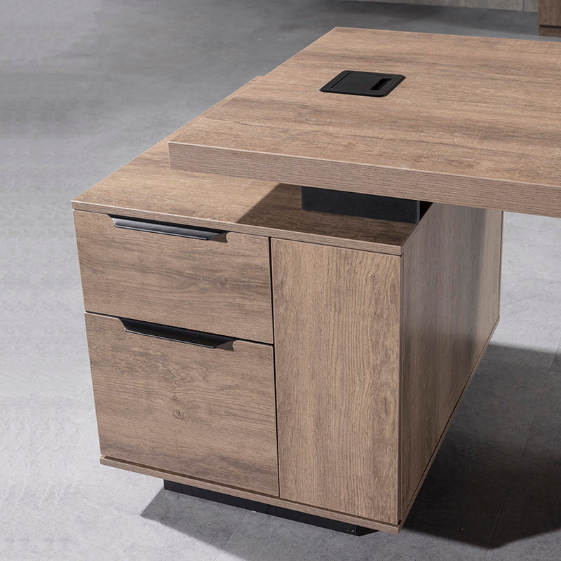 KELLEN Executive Desk with Left Return - 1.6M & 1.8M Warm Oak & Black Home Office Desk - Perfect for Modern Workspaces & Professional Environments