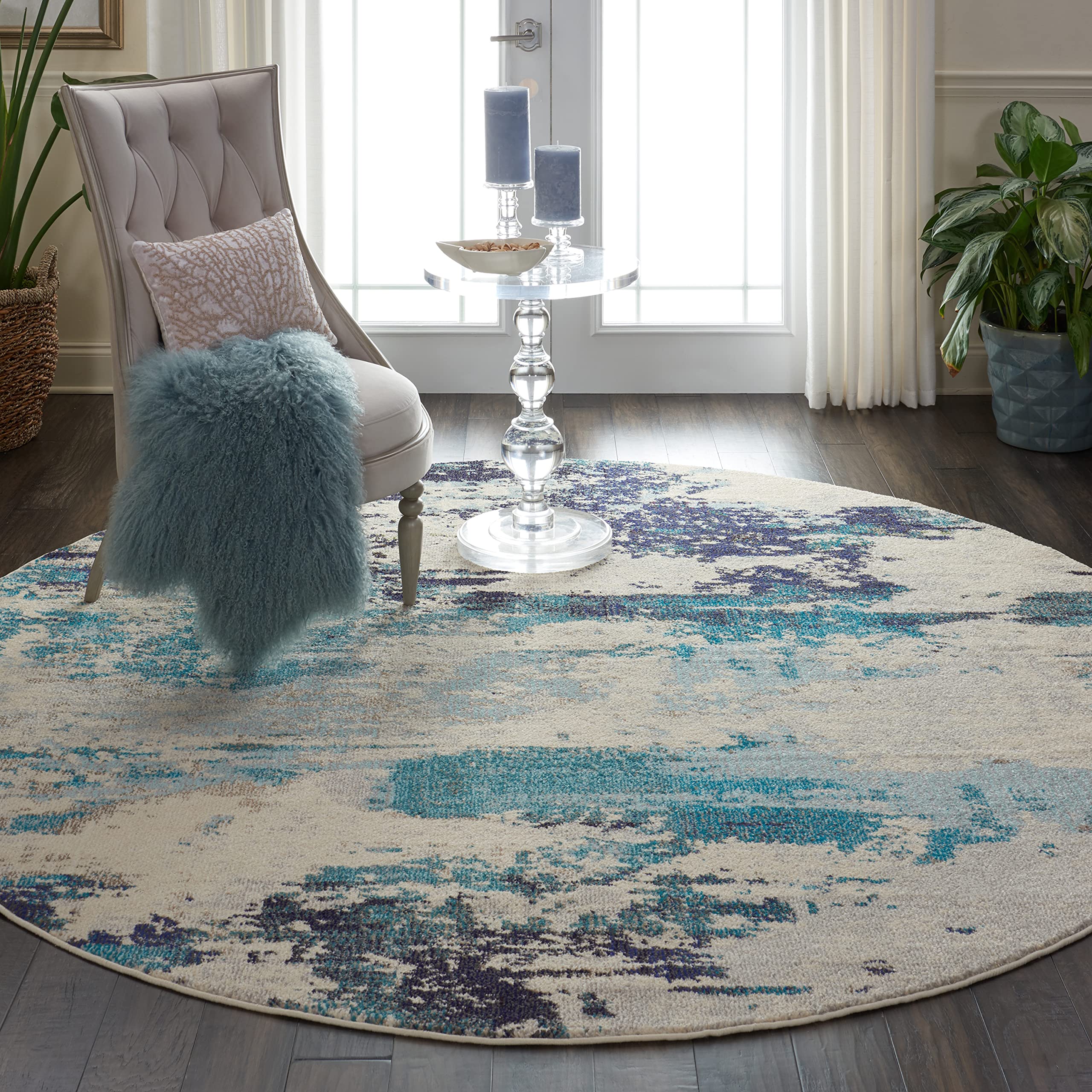 Nourison Celestial Modern Abstract Ivory/Teal Blue 7'10
