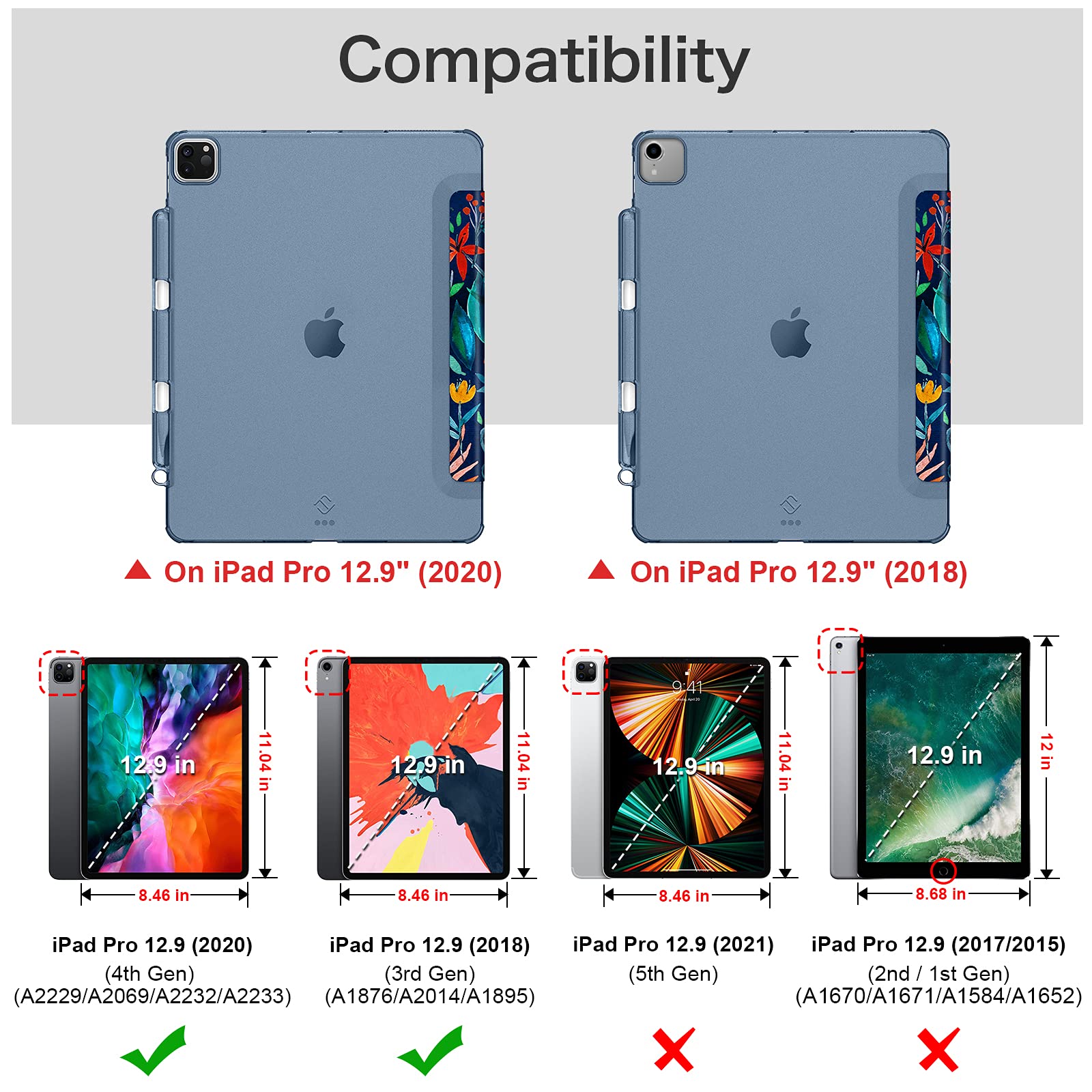 CaseBot SlimShell Ultra Thin Lightweight Translucent Frosted Hard Back Case Cover for iPad Pro 12.9