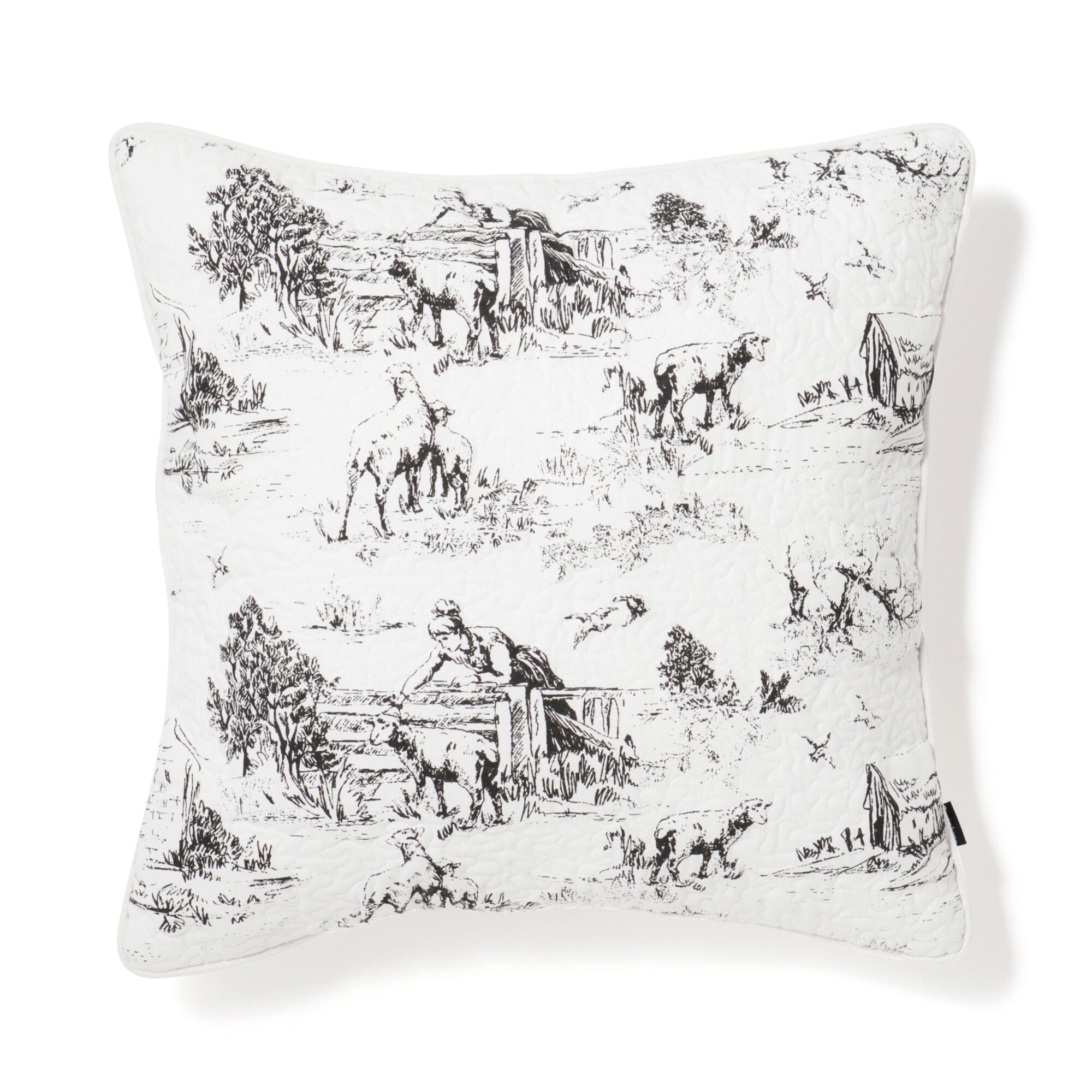 Jouy Cushion Cover 18x18 Inches White and Black - Decorative Pillow Case for Sofa, Bed, Living Room, Home Decor