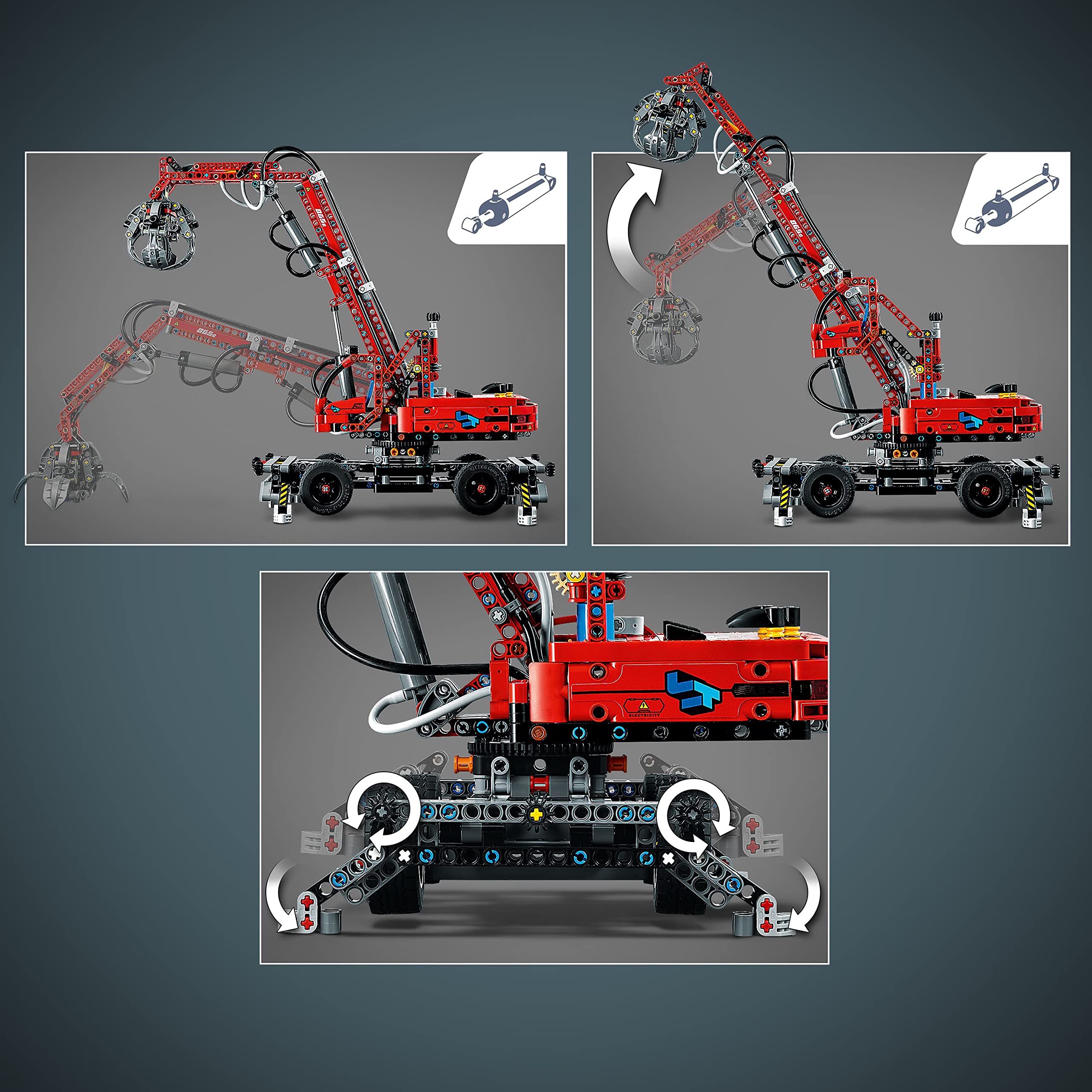 LEGO Technic Material Handler 42144 - Mechanical Model Crane Toy with Manual & Pneumatic Functions | Construction Truck Building Set for Kids & Adults | STEM Educational Toys for Engineering Enthusiasts | Perfect for Birthday Gifts & DIY Projects