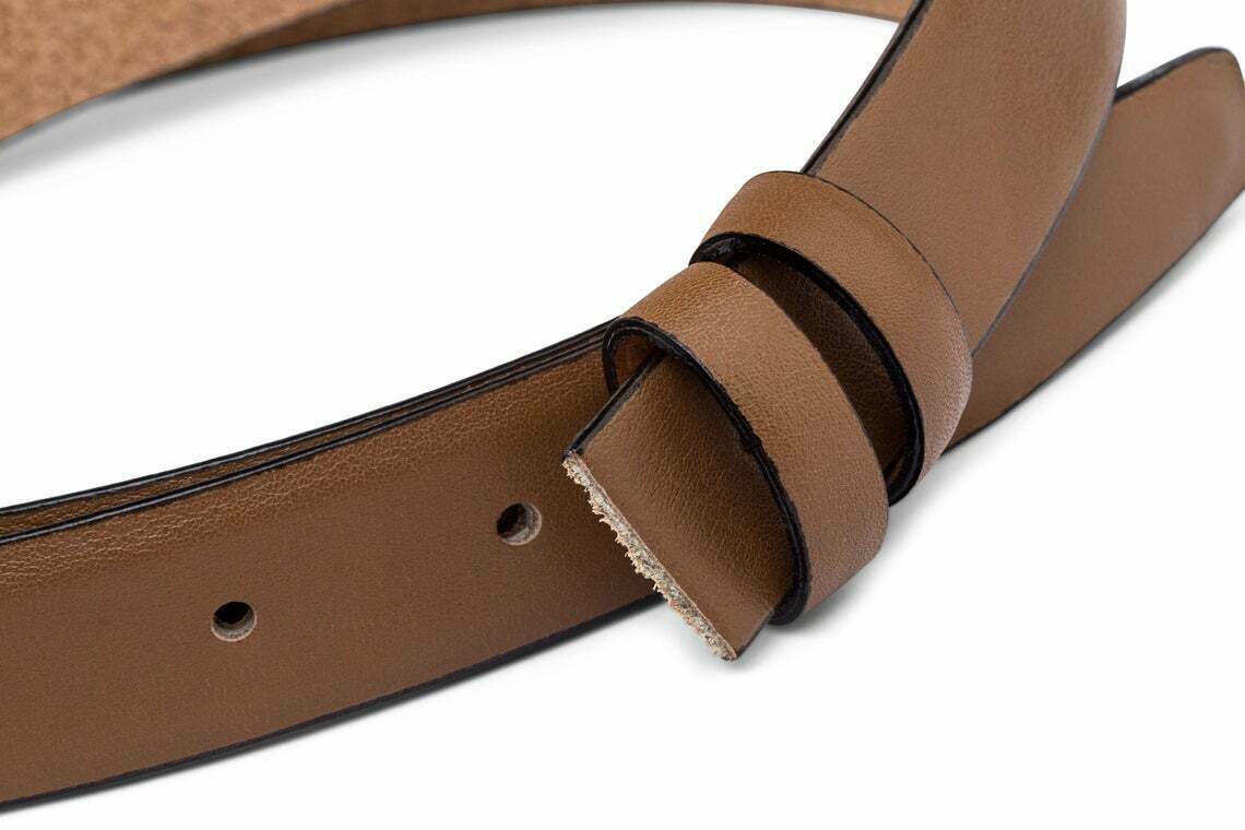 Genuine Leather Brown Belt Strap No Buckle 25mm - Adjustable Tan Beige for Dunhill - Perfect for Men's Fashion & Business Attire