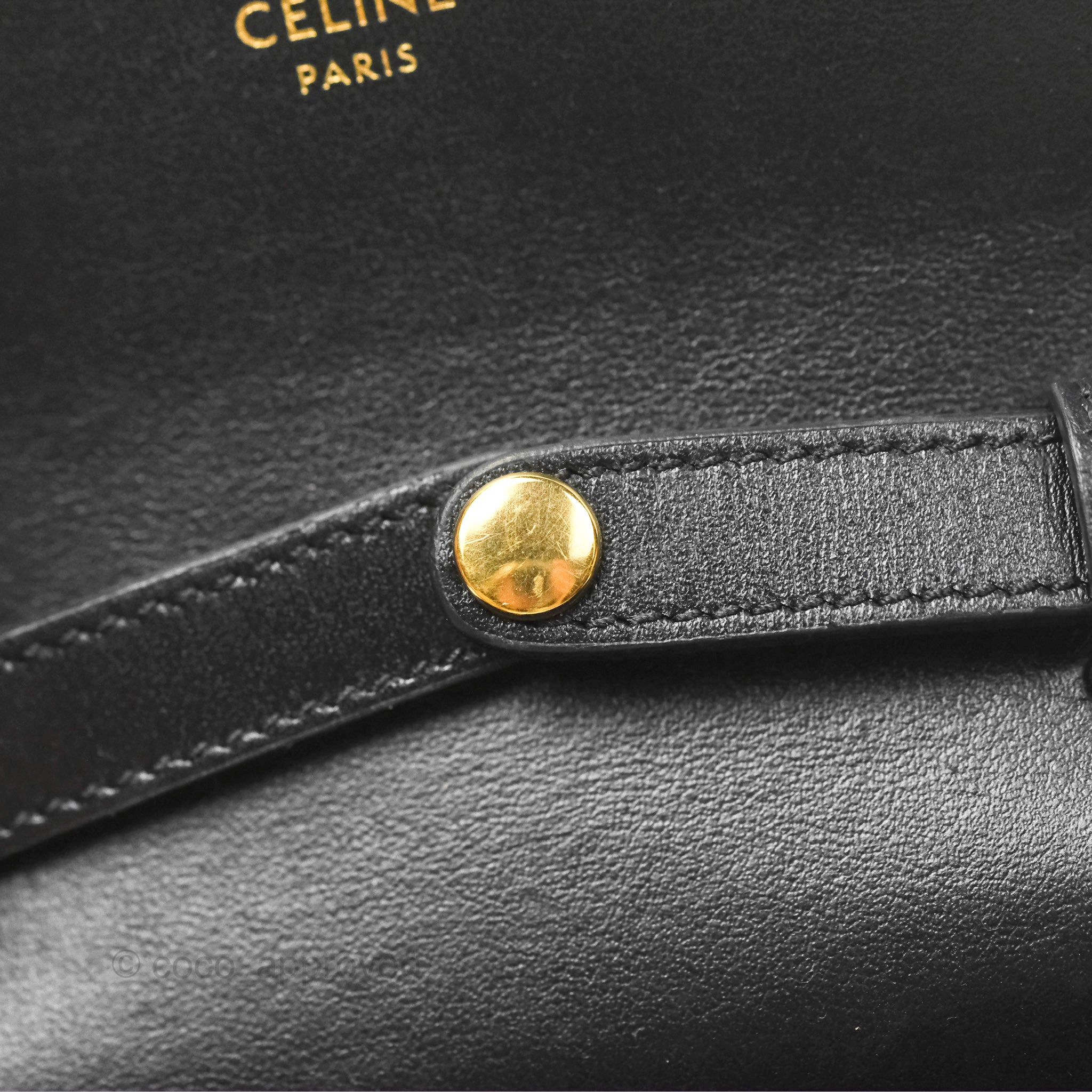 Celine Mini Triomphe Bag in Shiny Black Calfskin Leather - Luxury Crossbody Purse for Women, Perfect for Date Night & Evening Events