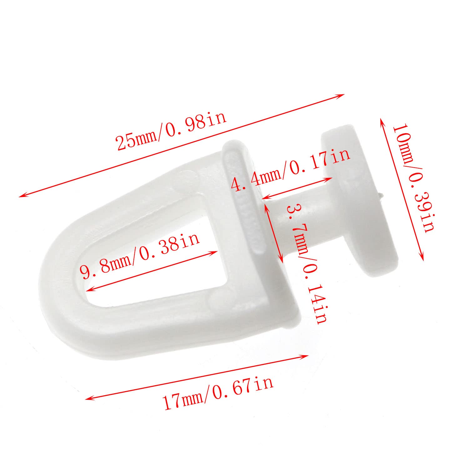 RLECS 100pcs White Plastic Curtain Track Carrier Wheels - Smooth Gliding Rollers for Rail Systems, Durable Curtain Hooks & Hangers - Perfect for Home Window Treatments & Room Dividers