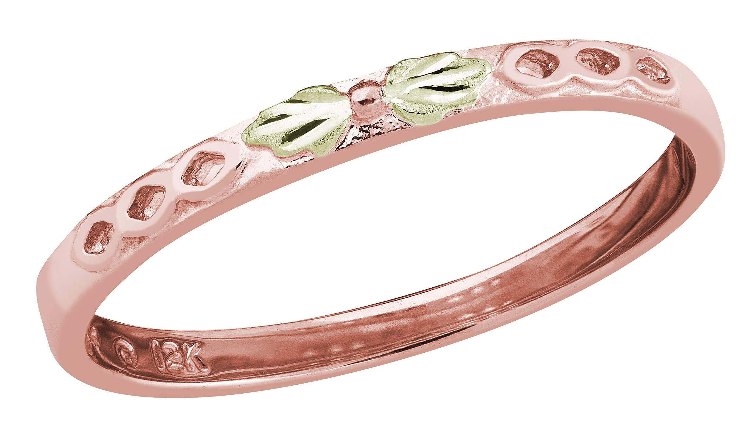10K Rose Gold Grape Leaf Stacking Ring with 12K Green Gold Accents - Black Hills Gold Jewelry for Women - Perfect for Layering, Gift Giving & Special Occasions