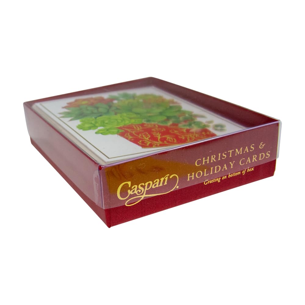 Premium Caspari Succulent Christmas Cards Set - 15 Elegant Greeting Cards with Matching Envelopes | Perfect for Holiday Gifts, Office Greetings & Festive Home Decor