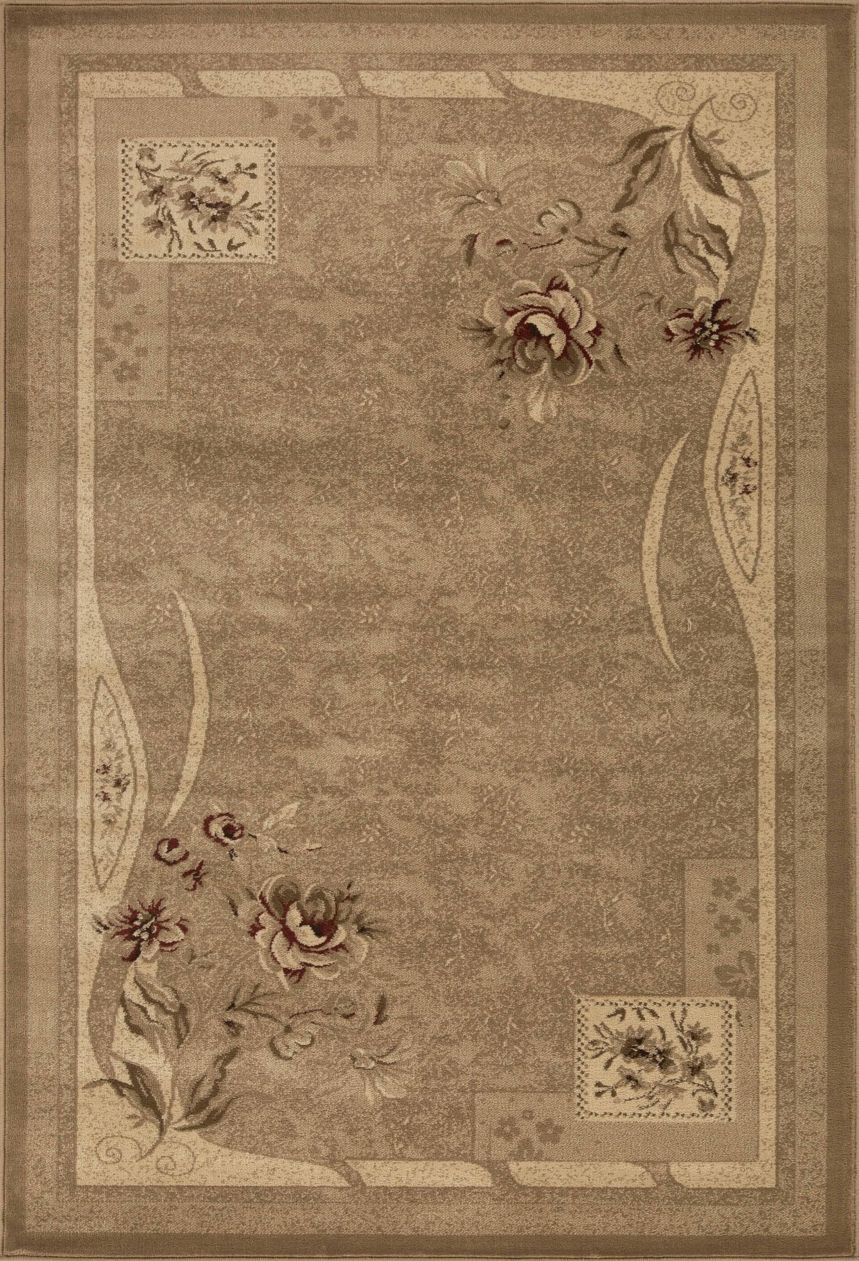Premium Jute-Backed Plush Area Rug - Modern Farmhouse Floral Design for Living Room, Bedroom, Entryway - Soft & Durable 7' x 9' Brown Indoor Carpet - Perfect for Cozy Home Decor & High-Traffic Areas (Ruban Collection)