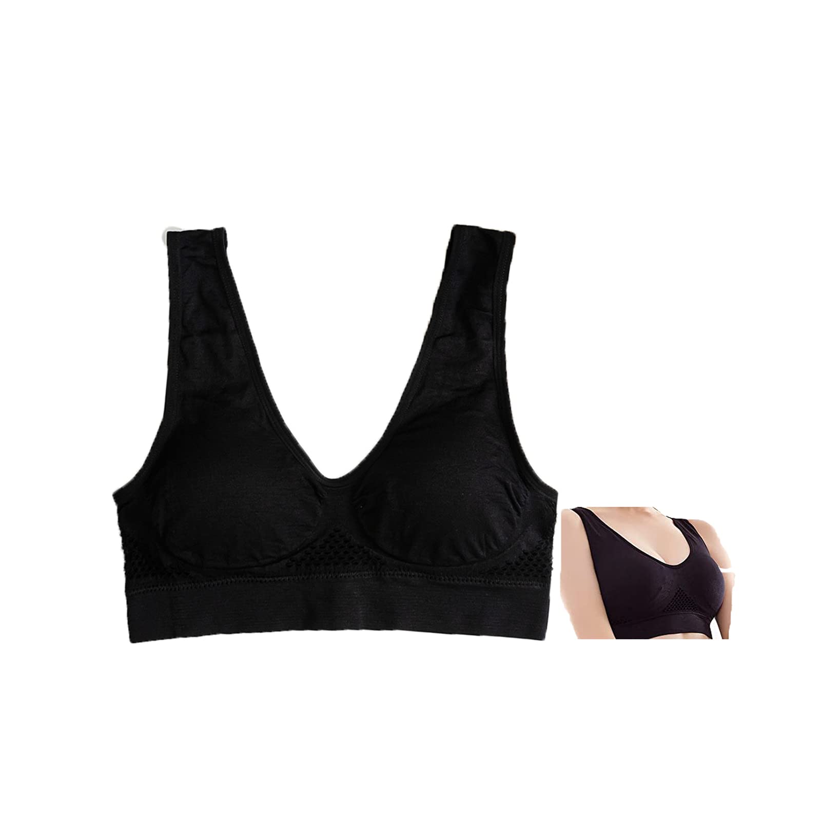 XIRUJNFD Women's Seamless Air Permeable Cooling Comfort Bra - Wirefree Sports Bra for Yoga, Sleep & Everyday Wear - Breathable & Supportive for Active Lifestyles