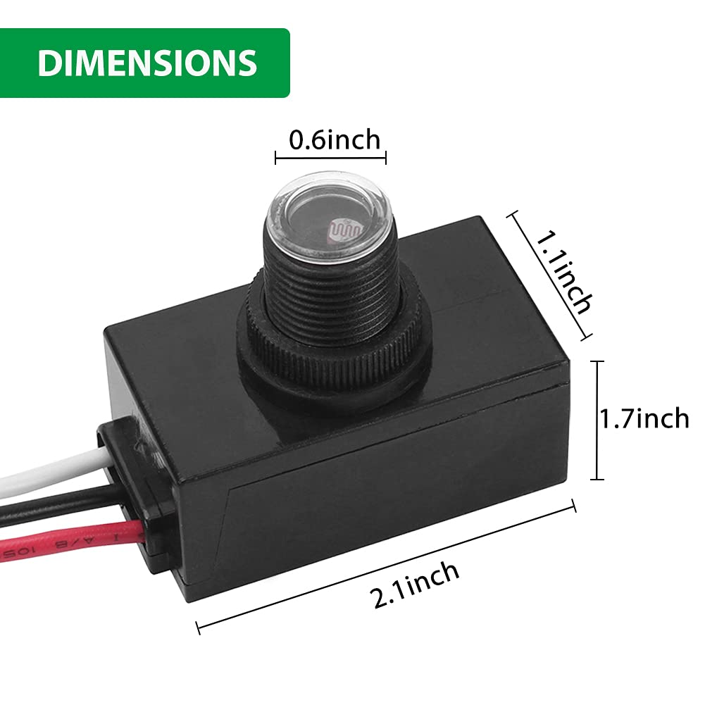 1 Pack Outdoor Photocell Light Sensor - Dusk to Dawn Auto On/Off Photo Control Sensor for Hard-Wired Post Eye Light & Lighting Fixtures | Weatherproof Photoelectric Switch for Porch, Garden, Pathway & Security Lighting