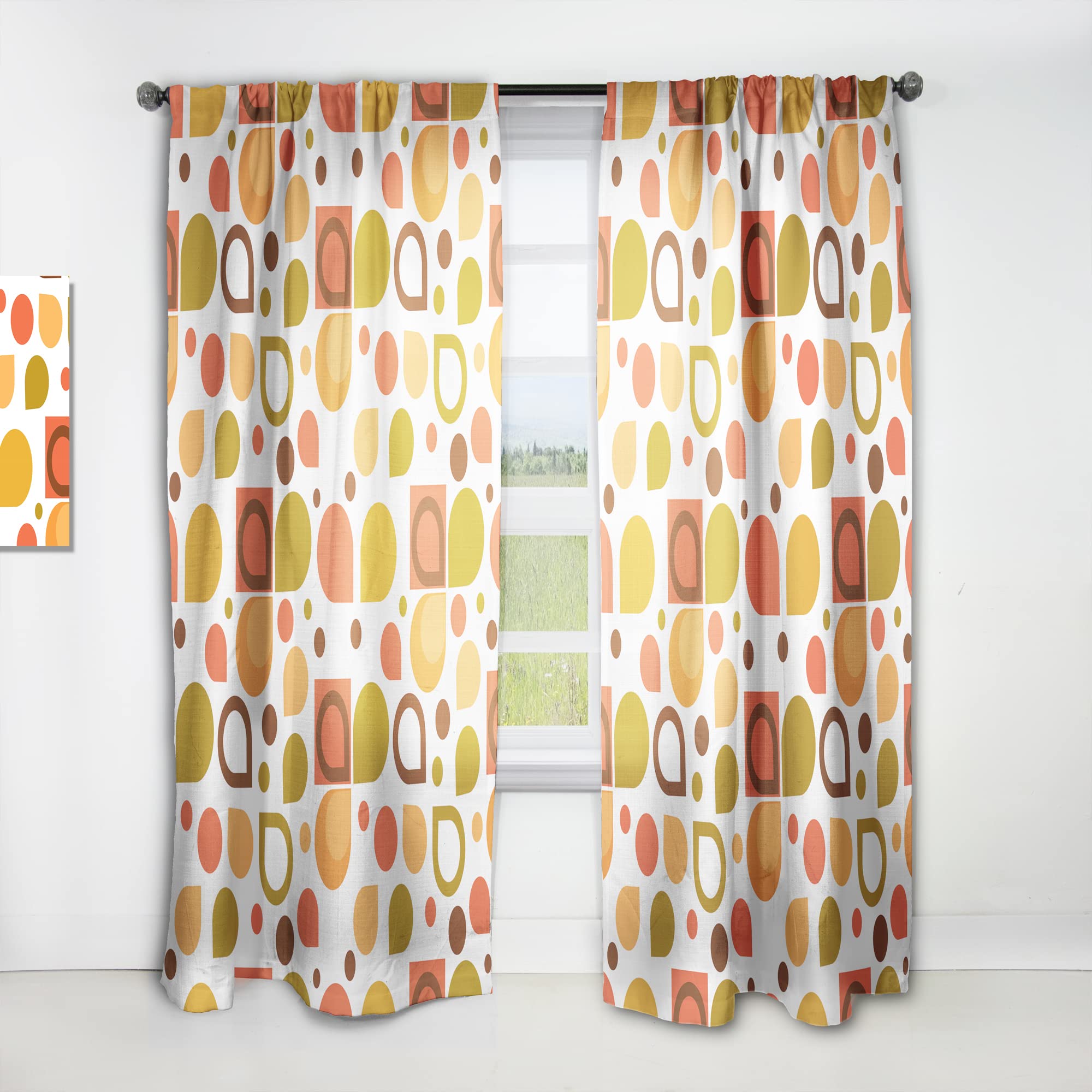 DesignQ Abstract Retro Geometric Thermal Insulated Curtains - 52x108 Single Panel for Bedroom & Living Room - Perfect for Home Decor, Noise Reduction & Light Blocking