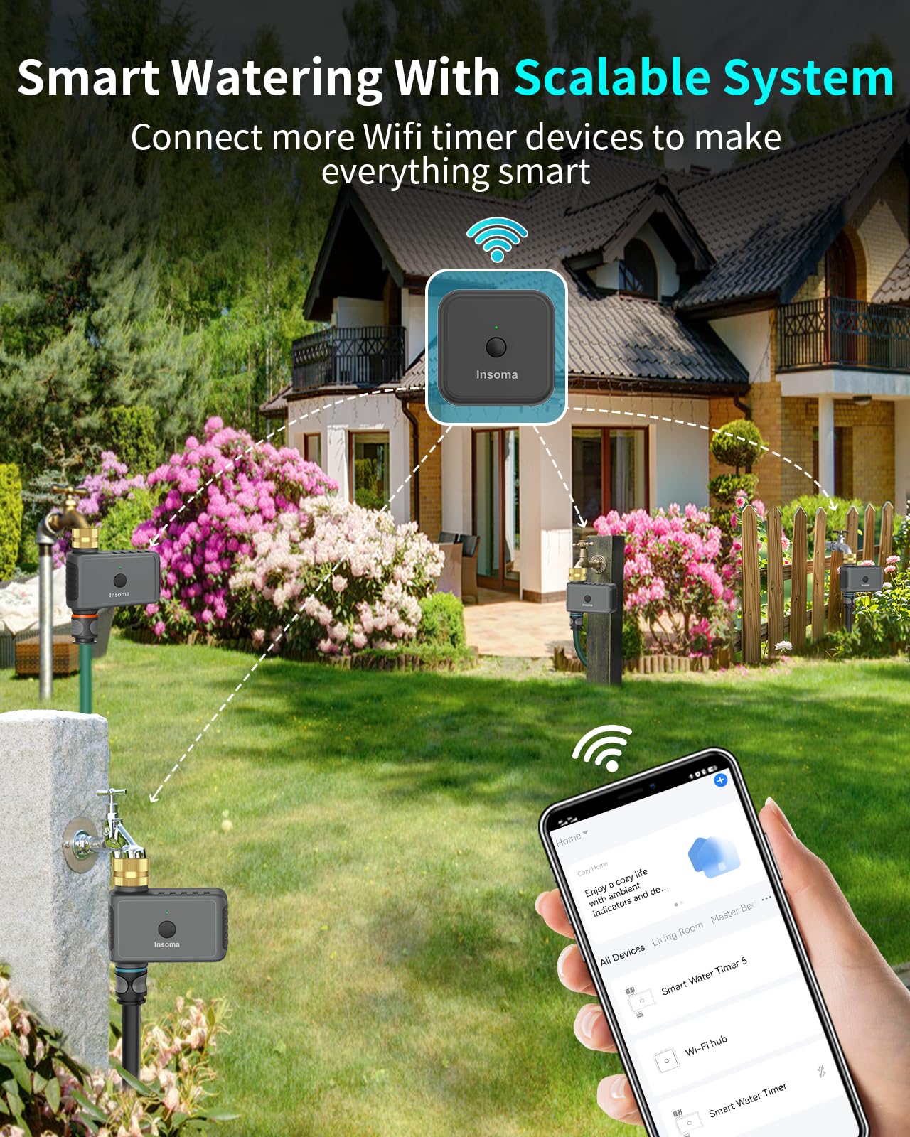 Smart WiFi Hose Timer with Brass Inlet - 1 Zone Automatic Watering System, Wireless Sprinkler Timer with Remote Control via 2.4Ghz WiFi, Works with Alexa & Google Assistant for Voice/App Control - Perfect for Lawns, Gardens, Yards & Outdoor Plant Irrigation