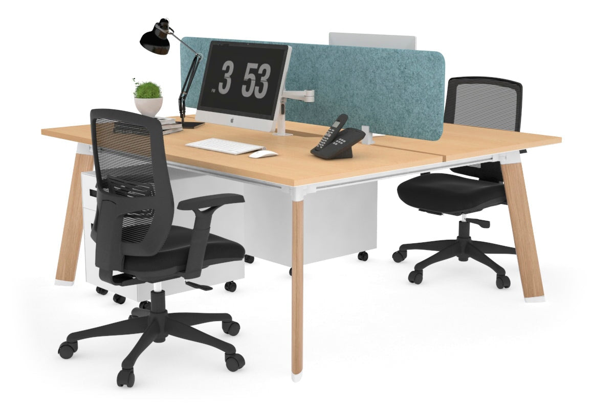 2-Person Workstation with Wood Imprint Frame - 1200L x 800W Office Desk with Cable Management Scallop - Perfect for Home Office & Shared Workspaces