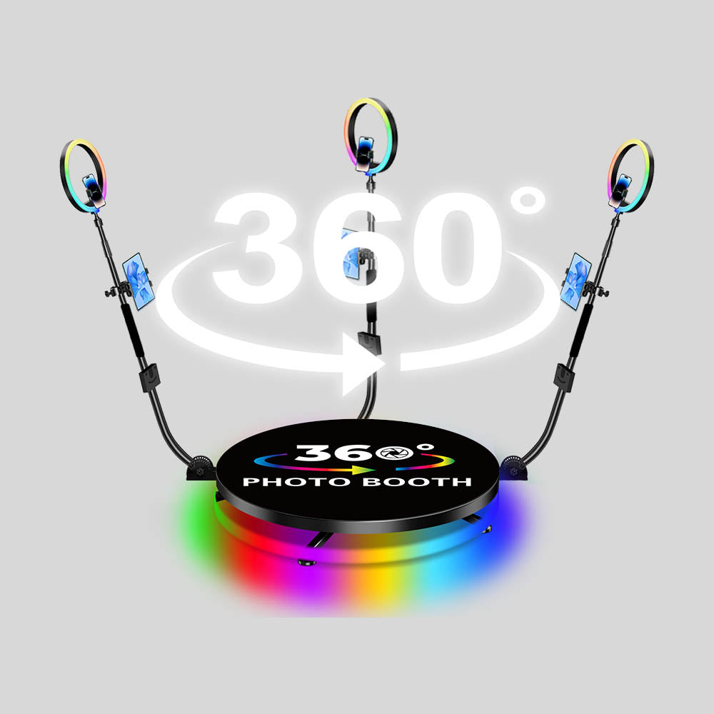 360° Rotating Photo Booth Turntable - 115cm Large Electronic Display Stand with Metal Plate for 1-7 People | Perfect for Group Photos, Product Photography & Social Media Content Creation