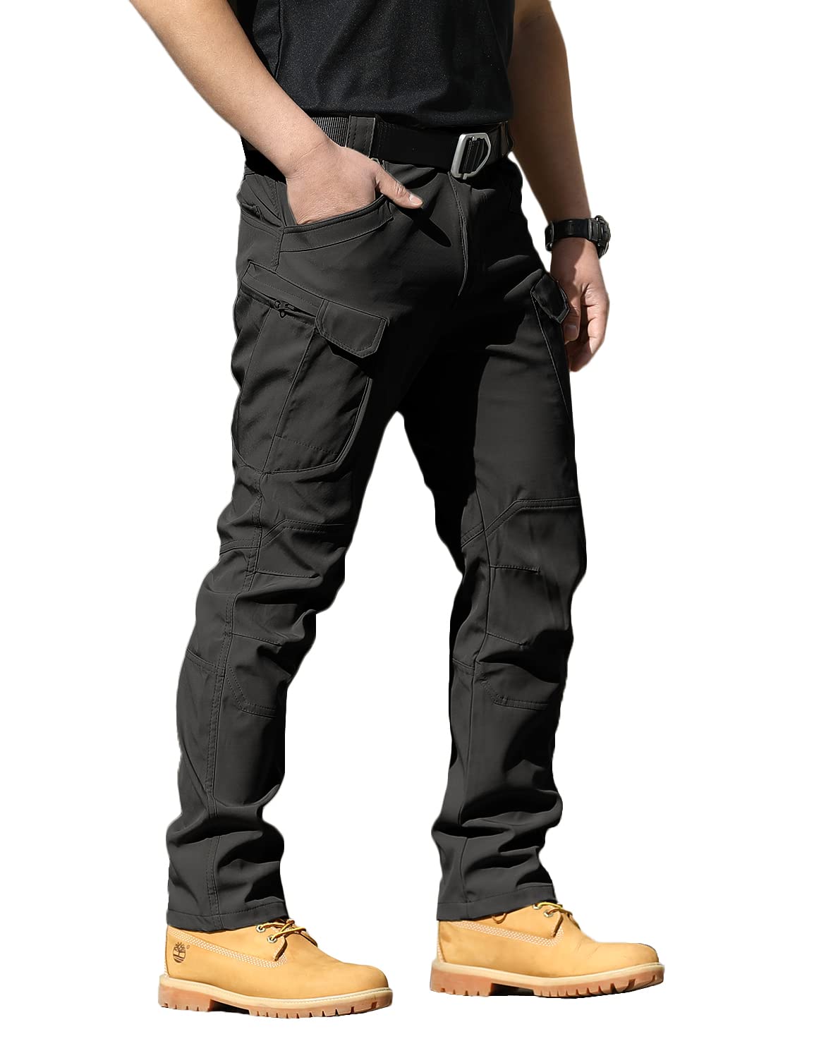 YAXHWIV Men's Flex Ripstop Tactical Pants - Lightweight Hiking & Casual Cargo Pants with Multiple Pockets, Water Resistant, No Belt Included - Perfect for Outdoor Adventures, Tactical Work & Everyday Wear