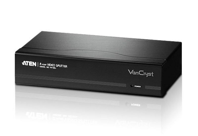 Aten VS138A 8-Port VGA Splitter - 450MHz Bandwidth, Supports 2048x1536@60Hz Resolution, 65m Transmission - Ideal for Conference Rooms, Classrooms & Multi-Monitor Setups (Cable Not Included)