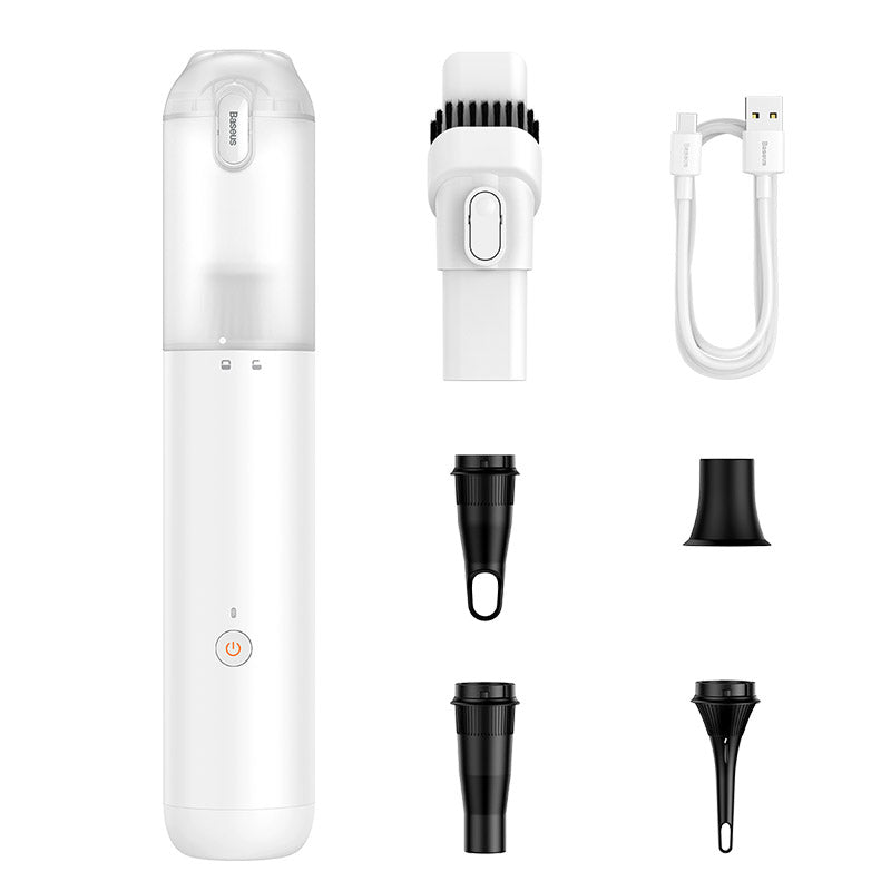 Baseus A3 Lite White Cordless Car Vacuum Cleaner - Powerful Portable Handheld Vacuum for Car, Home & Office Cleaning
