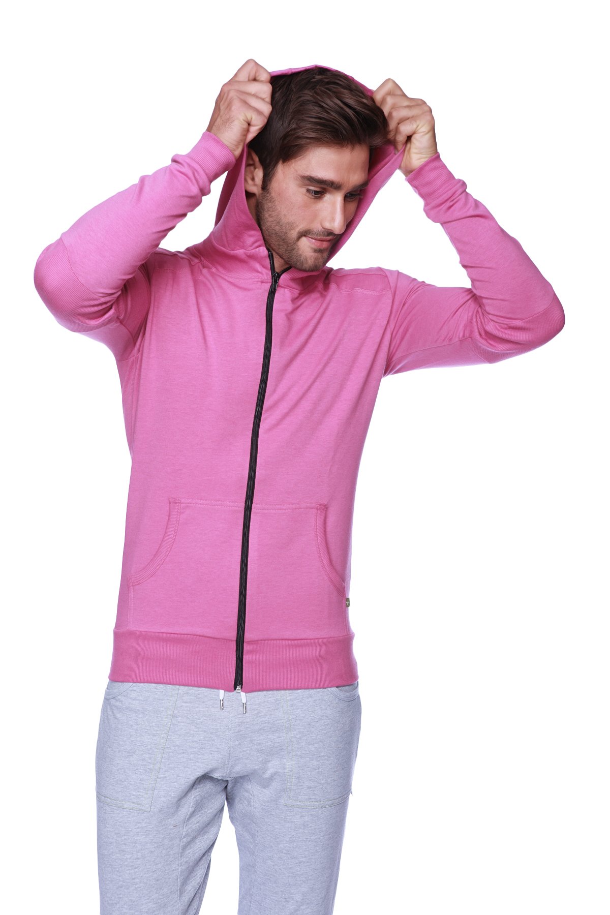 4th Men's Crossover Transition Track & Yoga Gym Hoodie - Modal French Terry Stretch Hooded Sweatshirt - Made in USA - European Style Fit - Perfect for Workouts, Yoga & Casual Wear