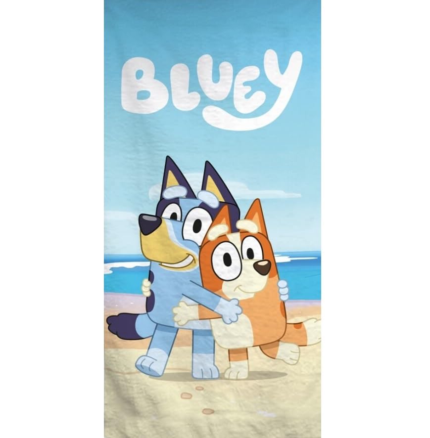 Bluey Kids Beach Towel - Soft & Absorbent Cartoon Character Towel for Boys & Girls - Perfect for Pool, Beach, and Summer Outdoor Activities