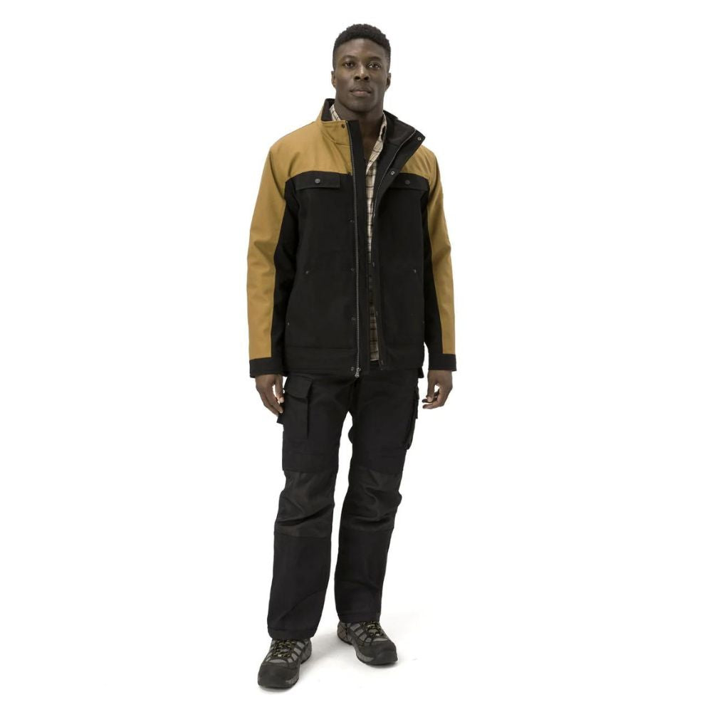 CAT Men's Insulated Utility Winter Work Jacket - Heavy Duty Waterproof Jacket for Construction & Outdoor Work (Black/Bronze) | Cold Weather Protection for Job Sites, Hunting & Snow Activities