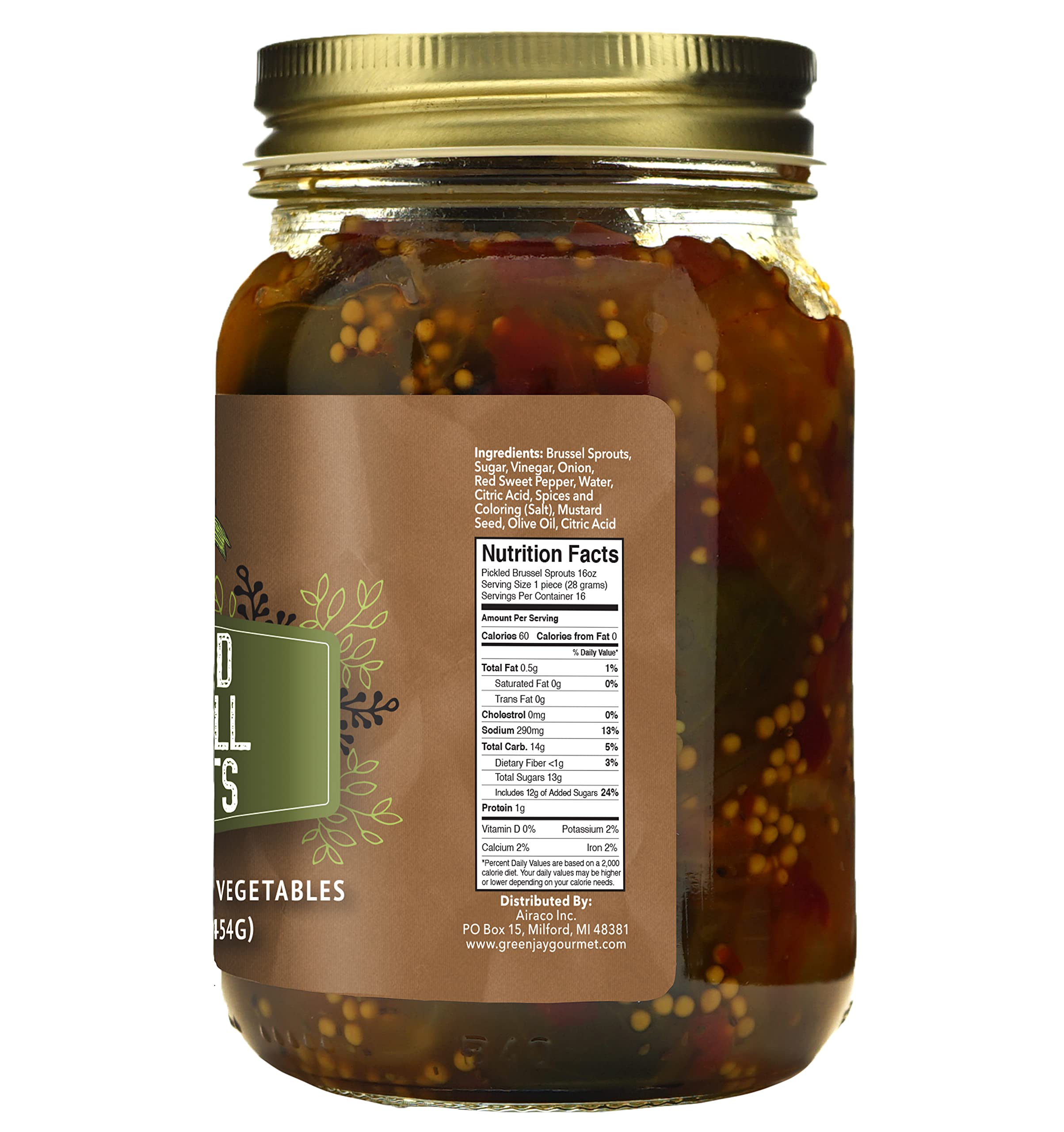 **Green Jay Gourmet Pickled Brussels Sprouts in Jar – Fresh Hand-Packed Vegetables for Cooking & Pantry – Homegrown Pre-Prepared Pickled Brussels Sprouts – All-Natural Ingredients – 2 x 16 oz – Perfect for Salads, Charcuterie Boards & Healthy Snacking**