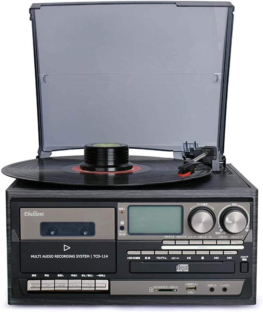 Vintage 3-Speed Record Player with Bluetooth, CD & Radio - Retro Gramophone Vinyl Turntable for Home Entertainment & Music Lovers - Perfect for Living Room, Bedroom & Office Decor