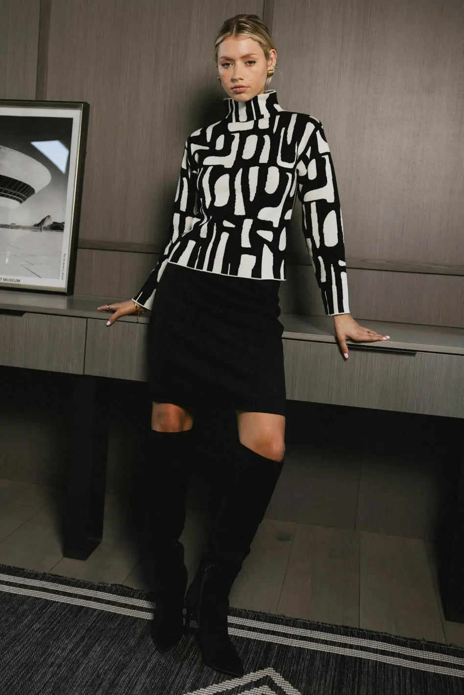Fér Böhme Abstract Knit Sweater for Women | Cozy Winter Pullover | Final Sale | Perfect for Casual Outings & Holiday Gatherings