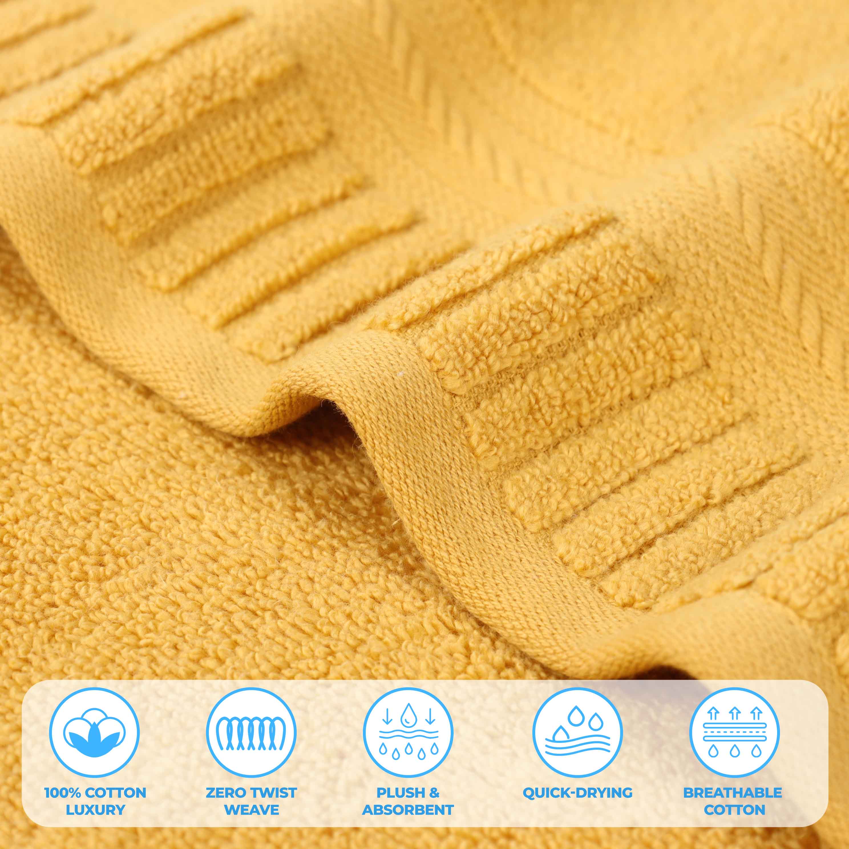 Premium Venice Zero Twist Cotton Bath Towels - Medium Weight, Highly Absorbent, Set of 2 - Soft & Luxurious for Spa, Bathroom & Beach Use