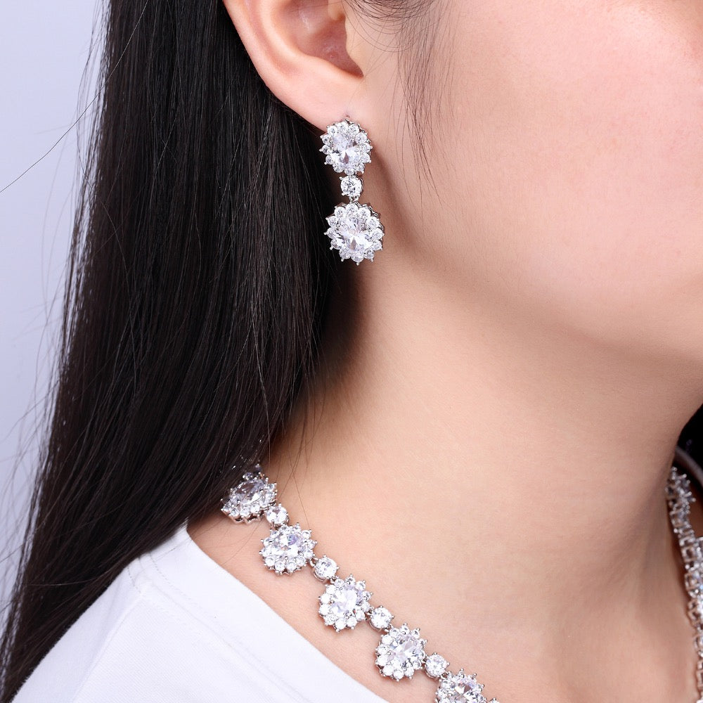 5A Grade Cubic Zirconia Bridal Jewelry Set - Elegant Necklace & Earrings for Wedding, Engagement & Special Occasions | Perfect Gift for Bride, Bridesmaids & Anniversary Celebrations