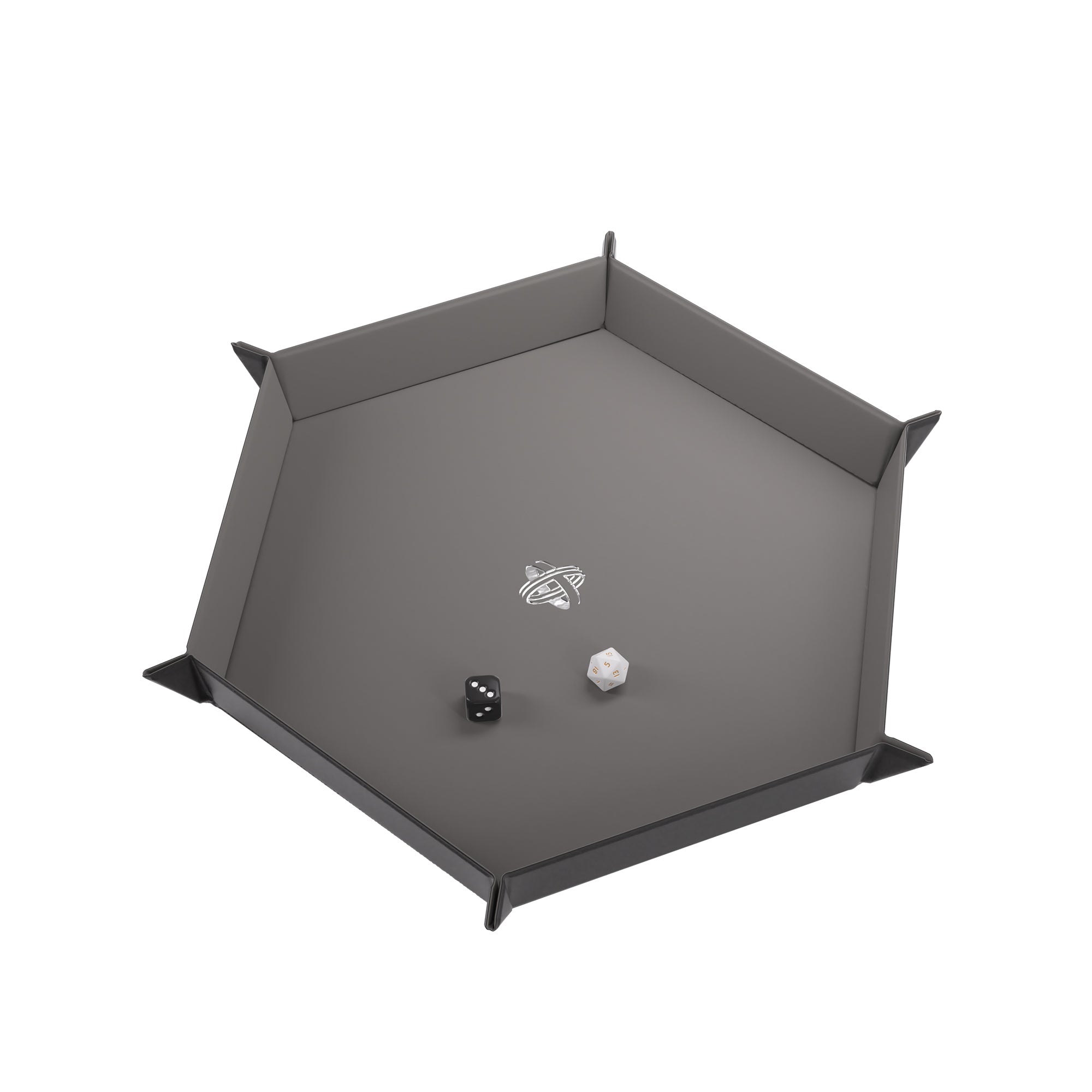 Hexagonal Magnetic Dice Tray - Portable Black/Gray Folding Game Accessory for D&D, MTG, Board Games & Casino Night