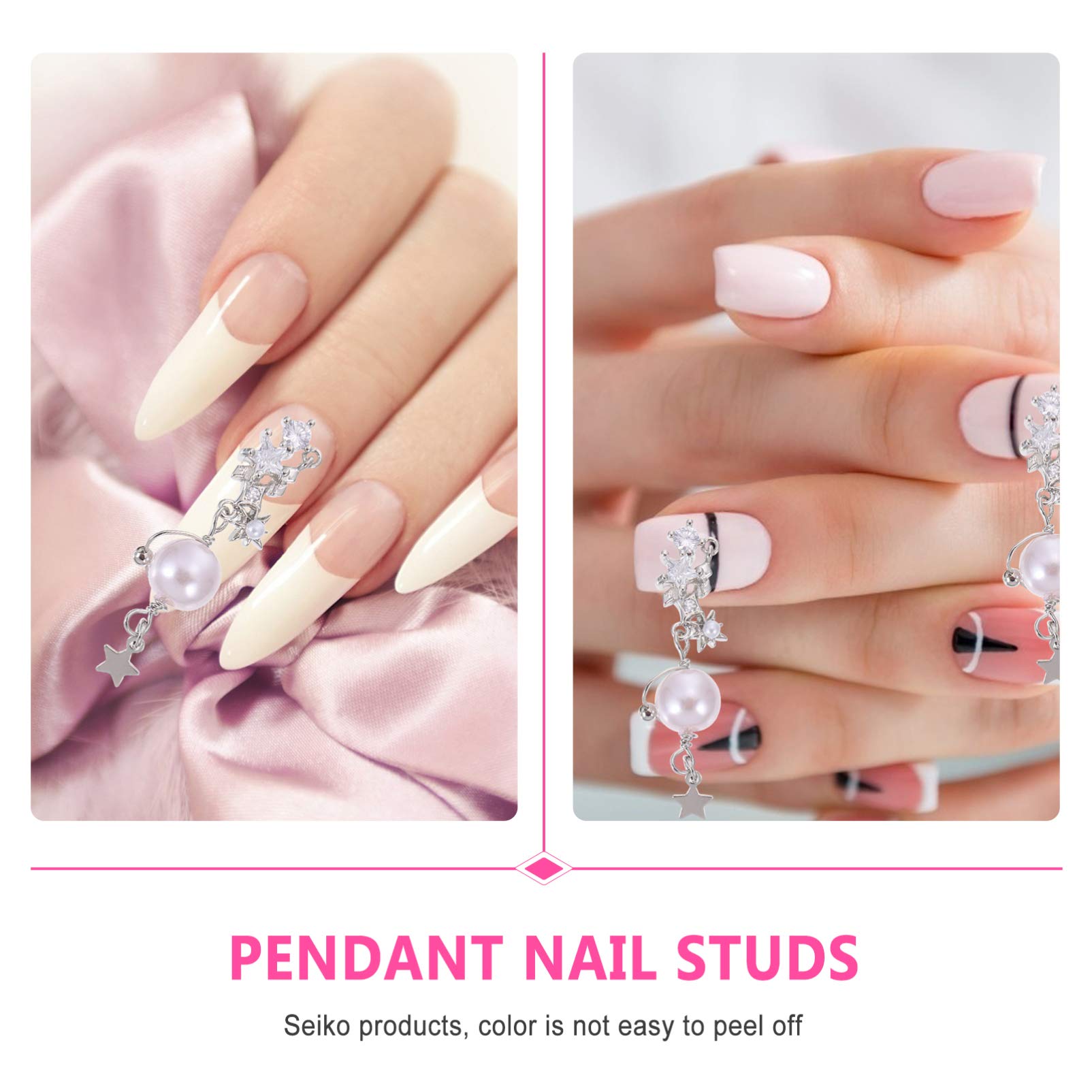 Beaupretty 2PCS Nail Art Pearl Chains - Creative Delicate Nail Decorations for DIY Manicure, Wedding & Party Nail Designs