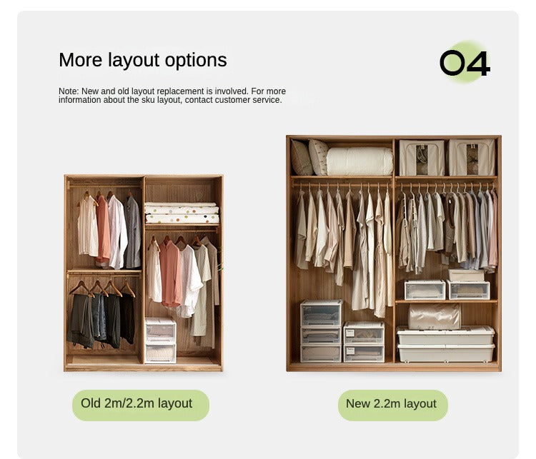 Solid Oak Wood Sliding Door Wardrobe Closet - Modern Storage Solution for Bedroom, Living Room & Office Organization