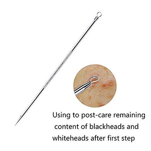 RKPM 4-Piece Stainless Steel Acne Extractor Kit - Blackhead & Blemish Removal Tools with Portable Case for Easy Travel | Professional Skin Care for Face & Body (Silver)