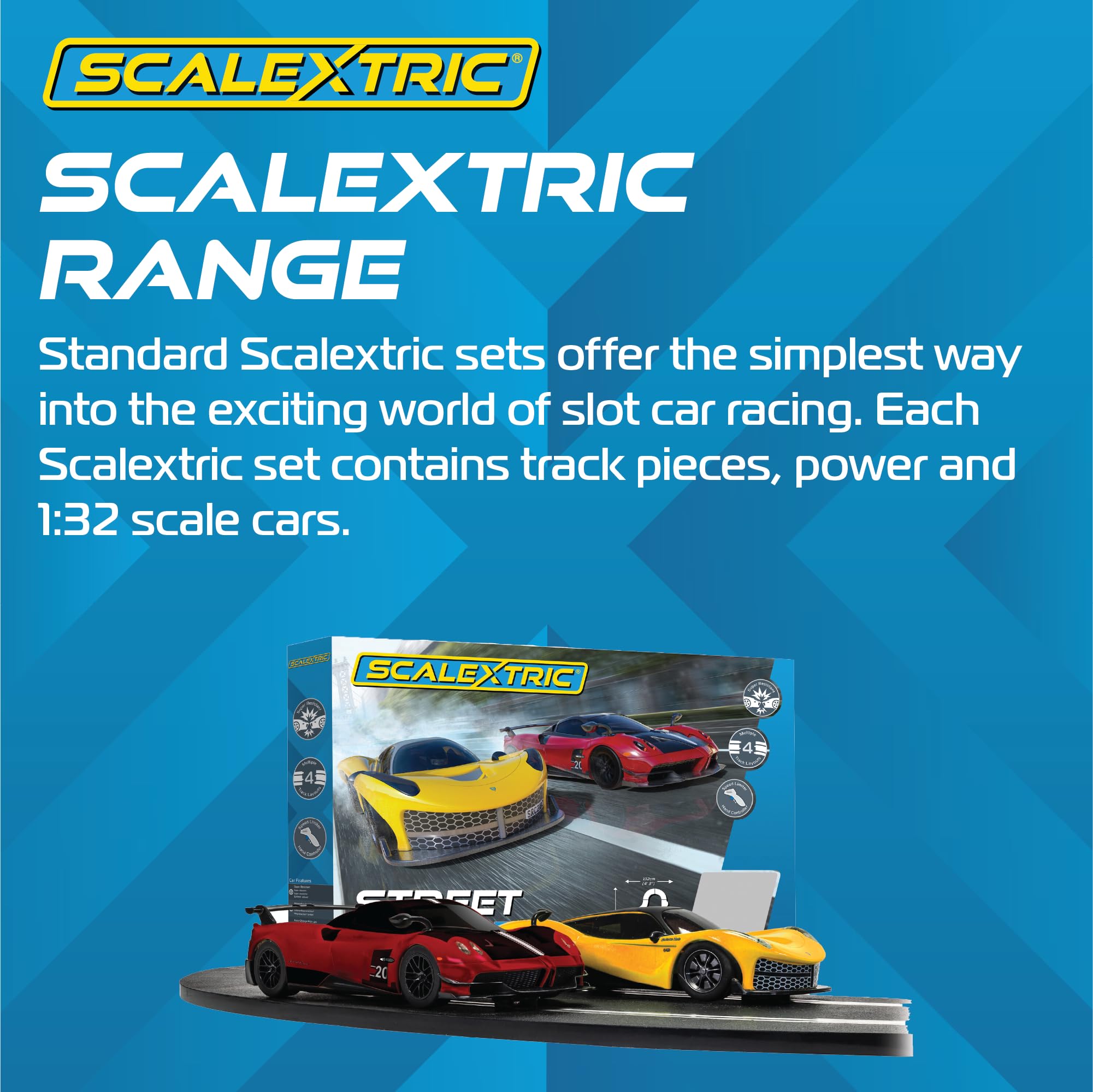 Scalextric C1422M Street Cruisers 1:32 Scale Electric Slot Car Racing Set - Mains Powered Track for Adults & Kids Ages 8+ | Perfect for Family Game Nights, Birthday Gifts & Competitive Racing Fun