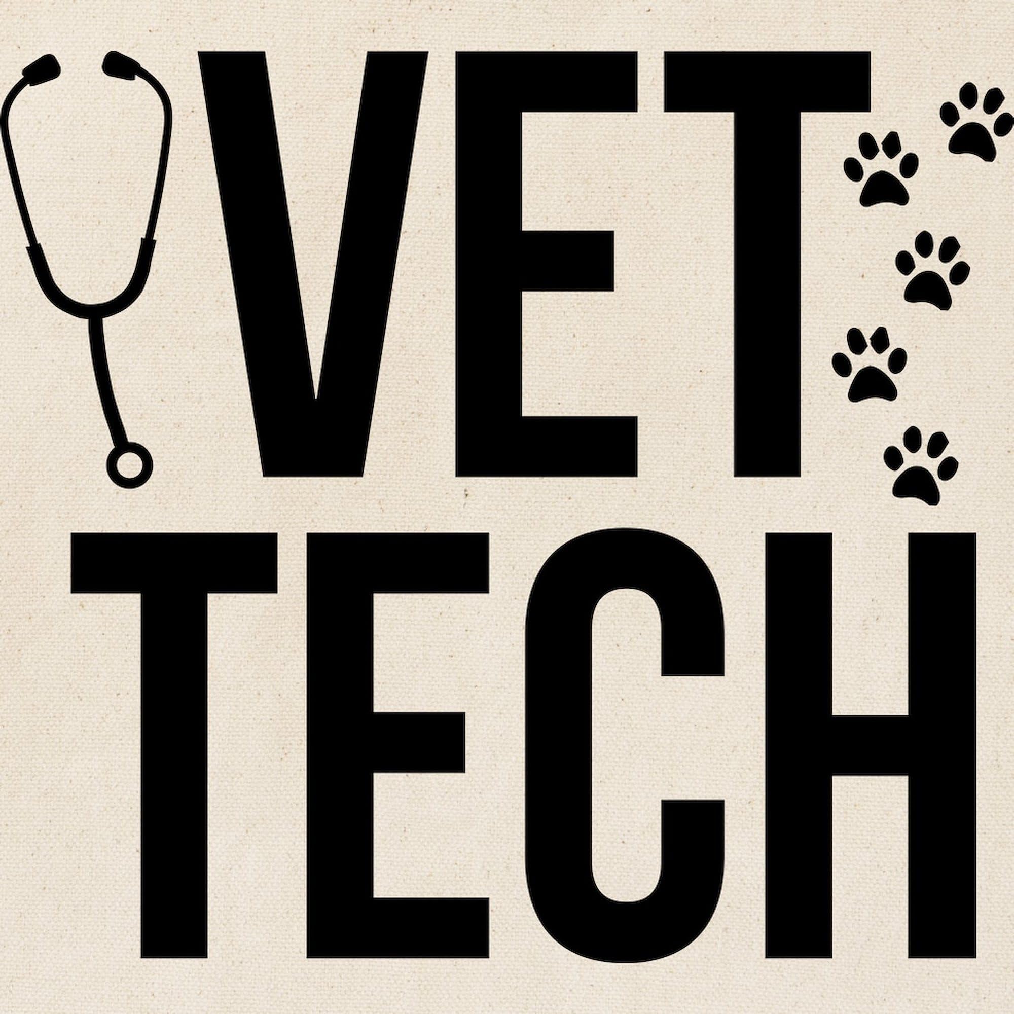 Vet Tech Tote Bag - Natural Canvas Reusable Shopping Bag for Veterinary Technicians | Perfect for Work, School & Grocery Shopping