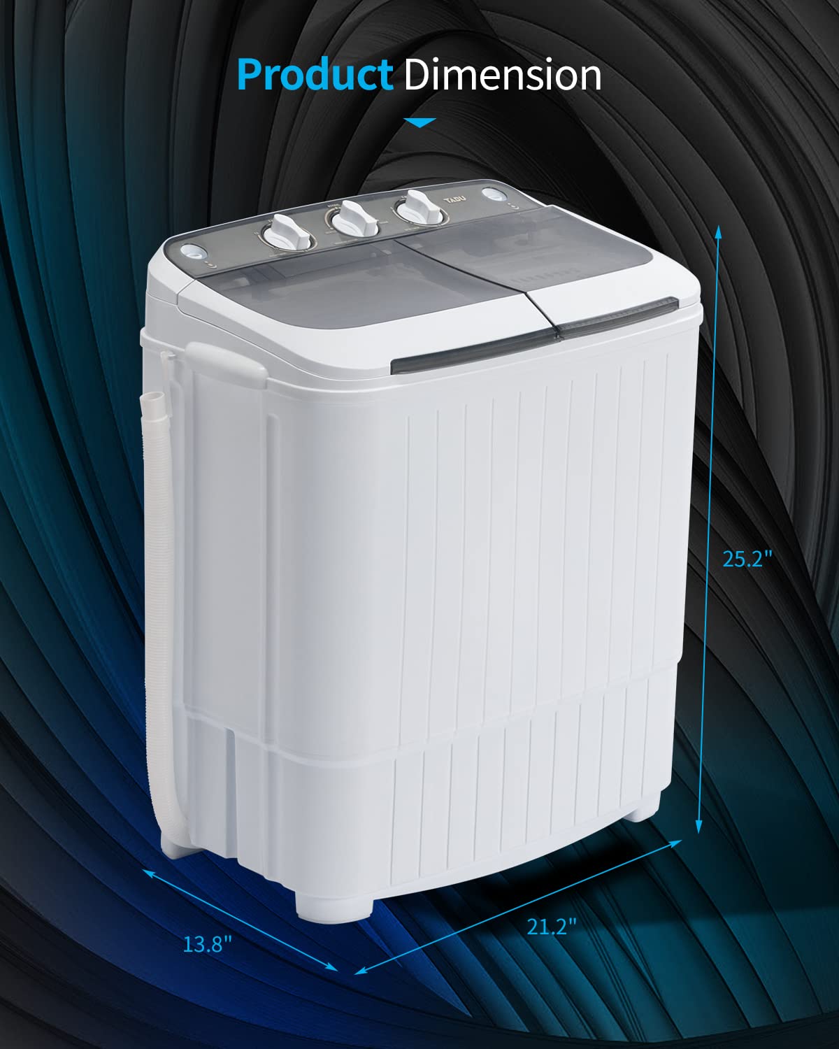17.6lbs Portable Washing Machine Twin Tub with Spin Dryer - Compact Mini Washer for Apartments, Dorms, RVs & Camping - White & Grey - Perfect for Small Spaces, Travel & Off-Grid Living