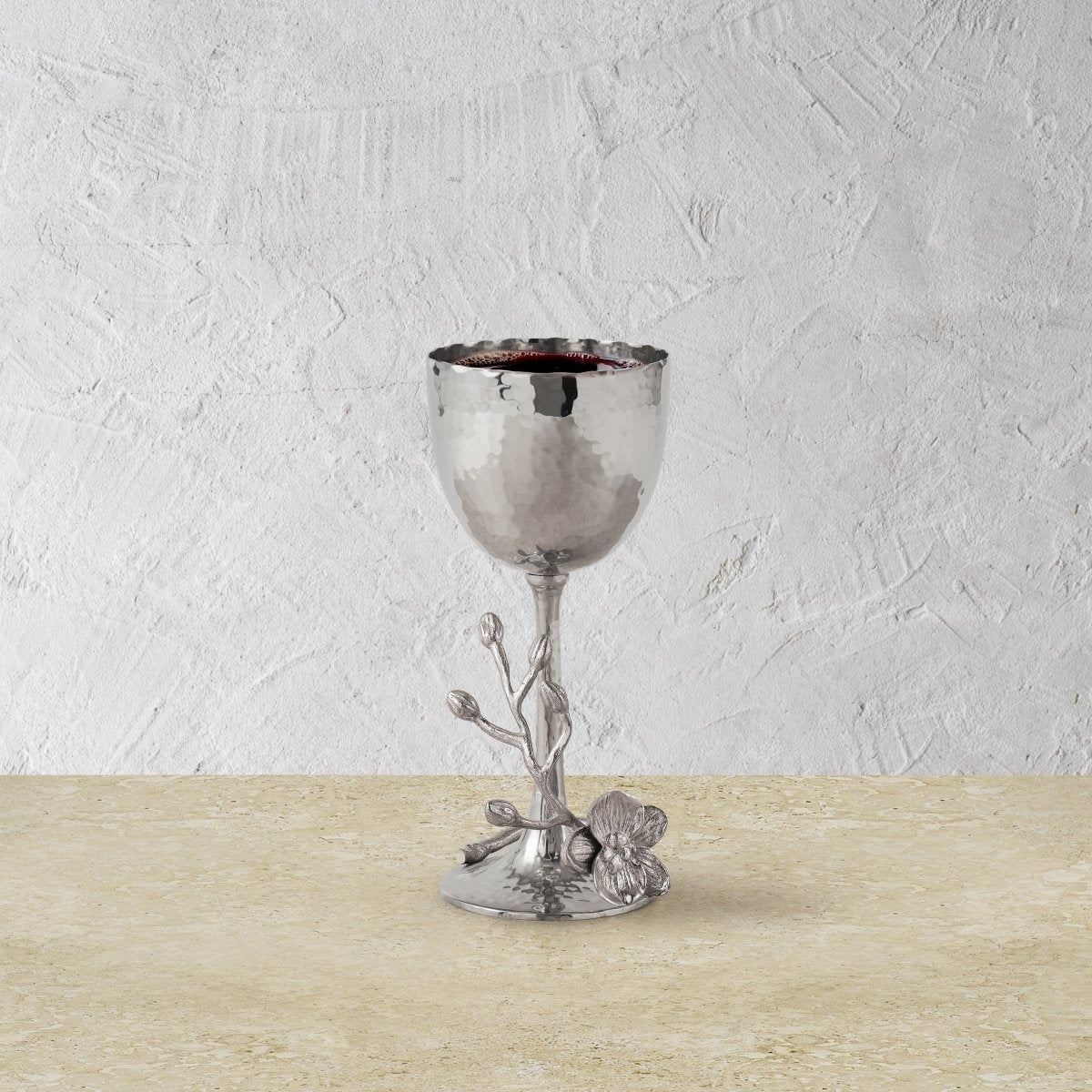 Elegant White Orchid Kiddush Cup - Handcrafted Jewish Communion Wine Goblet for Shabbat, Passover & Holidays - Perfect for Religious Ceremonies & Home Decor