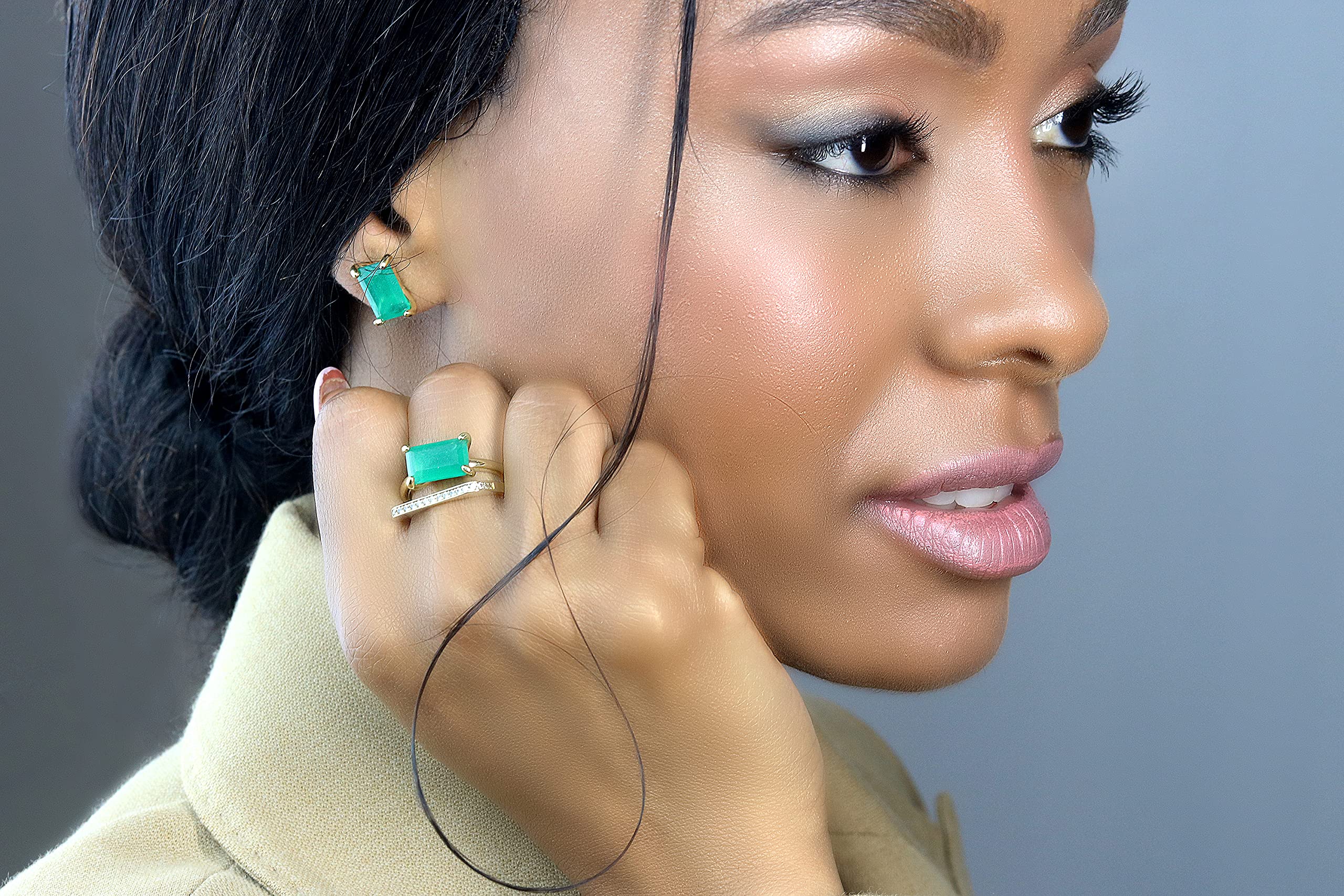 Luxury Green Onyx Stud Earrings for Women - Handmade Gemstone Jewelry with Gift Box - Perfect for Weddings, Parties & Gifts | Elegant Everyday Wear & Special Occasions
